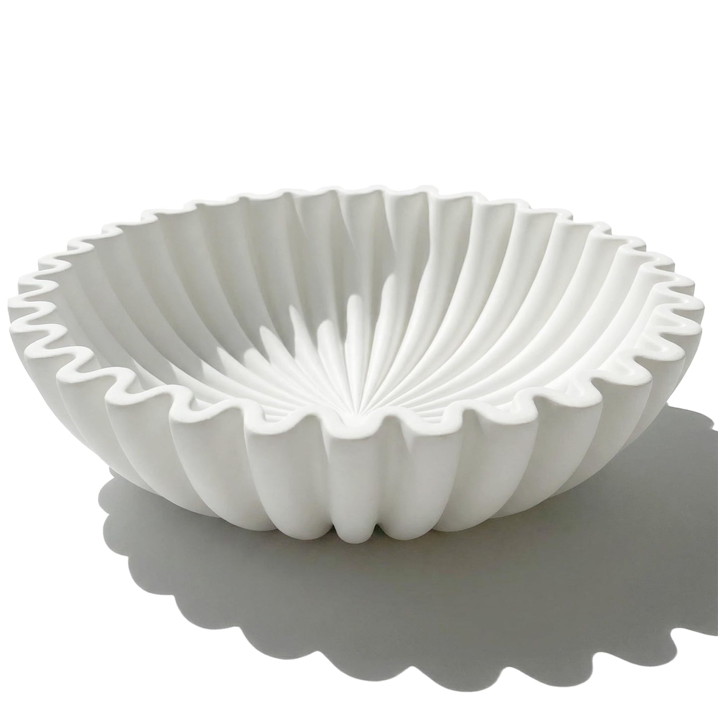 Firevigo Decorative Bowls for home decor, 7.9''×7.9''×2.76'' Medium model fruit bowl for kitchen counter, Scalloped key bowl for entryway table