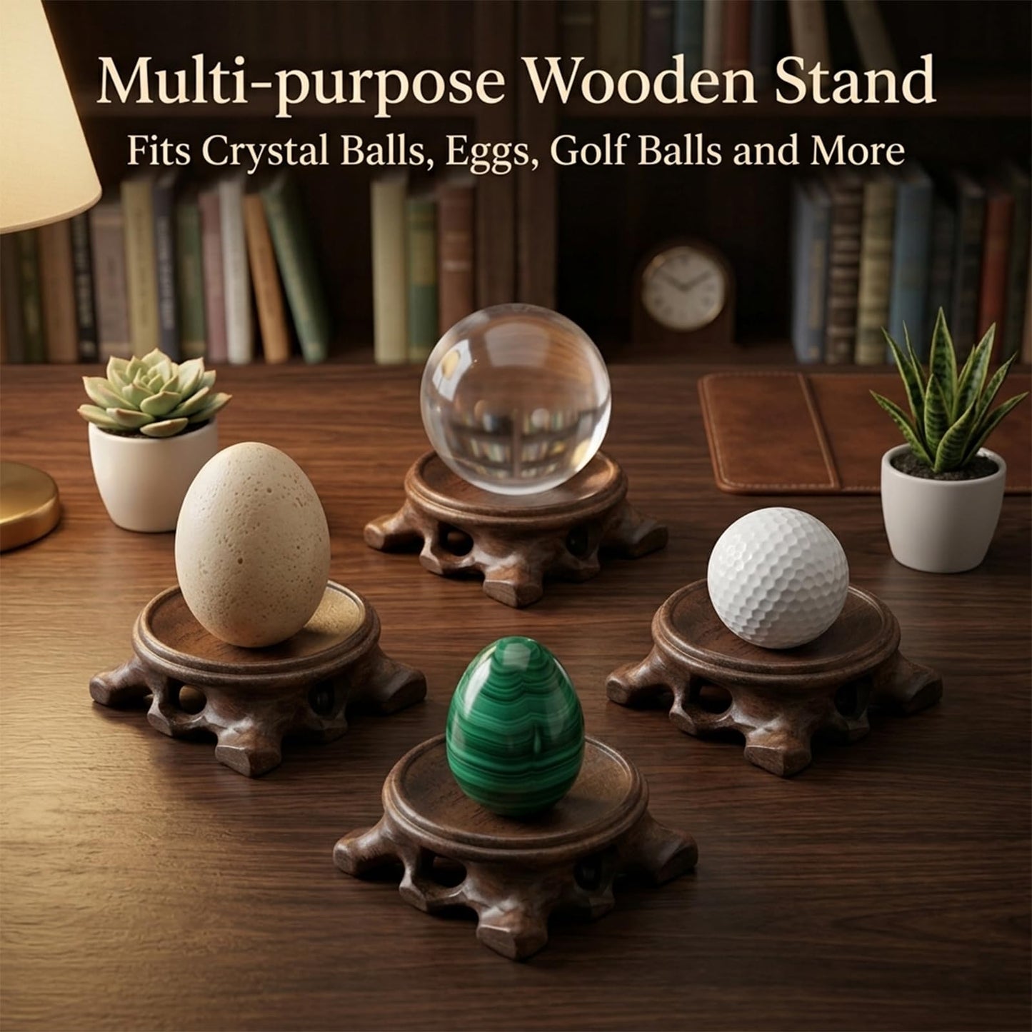 LIDSCURA 4PCS Wooden Stand for Crystal Sphere, Quartz Ball Orb Holder, Crystal Decorative Ball Display Pedestal Stands