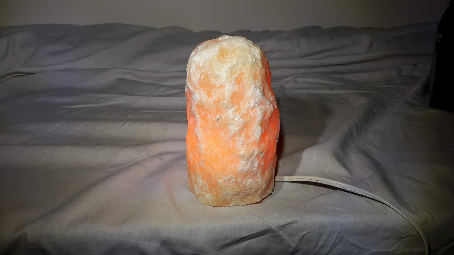 Orange Calcite Rough Mountain Lamp - Orange Natural Crystal Specimen Mineral Rough Decor - Night Light - Desk Lamp