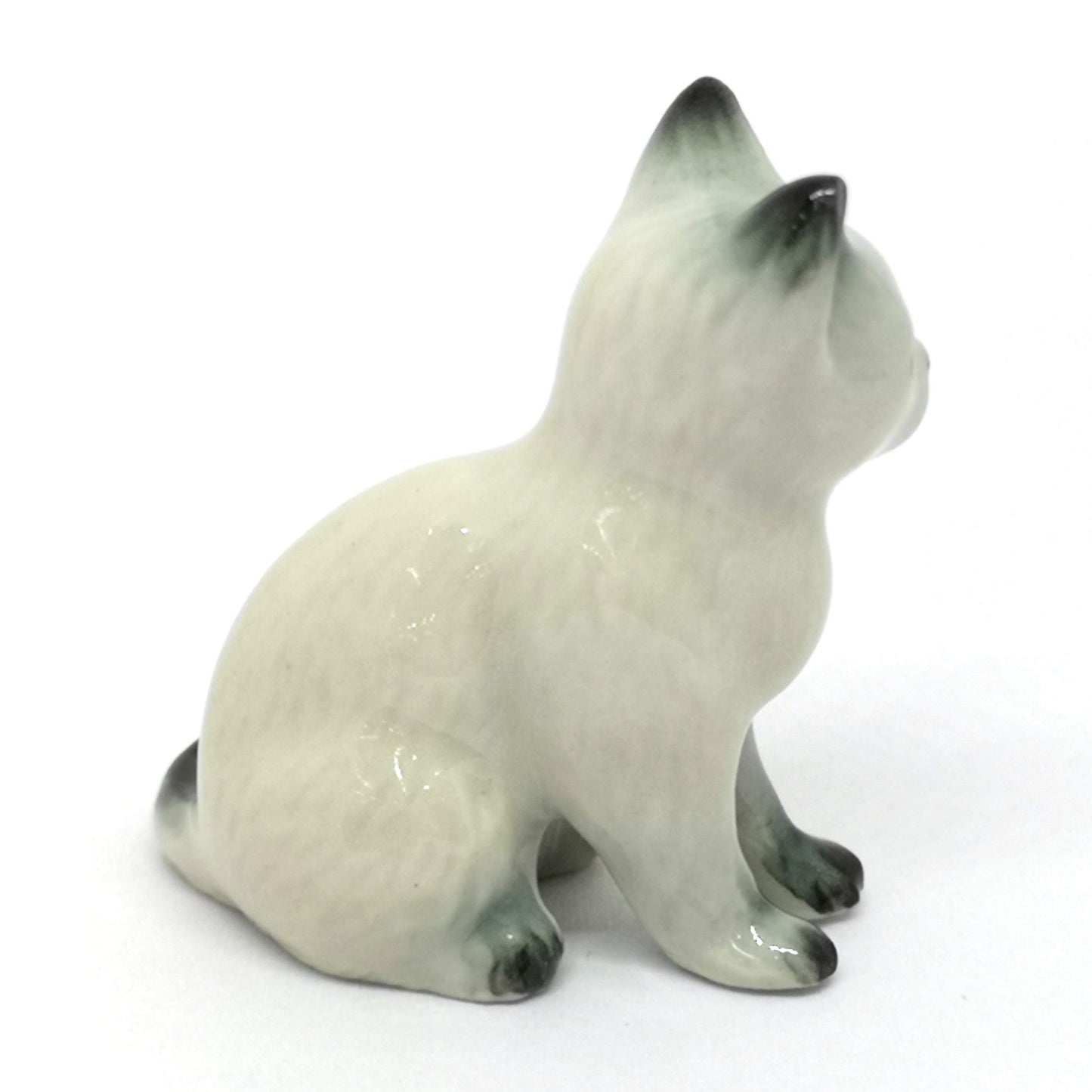 ZOOCRAFT Miniature Ceramic Cat Figurine, Hand-Painted Collectible Small Cat Statue, Handmade Animal Figurine for Home Décor & Gifts