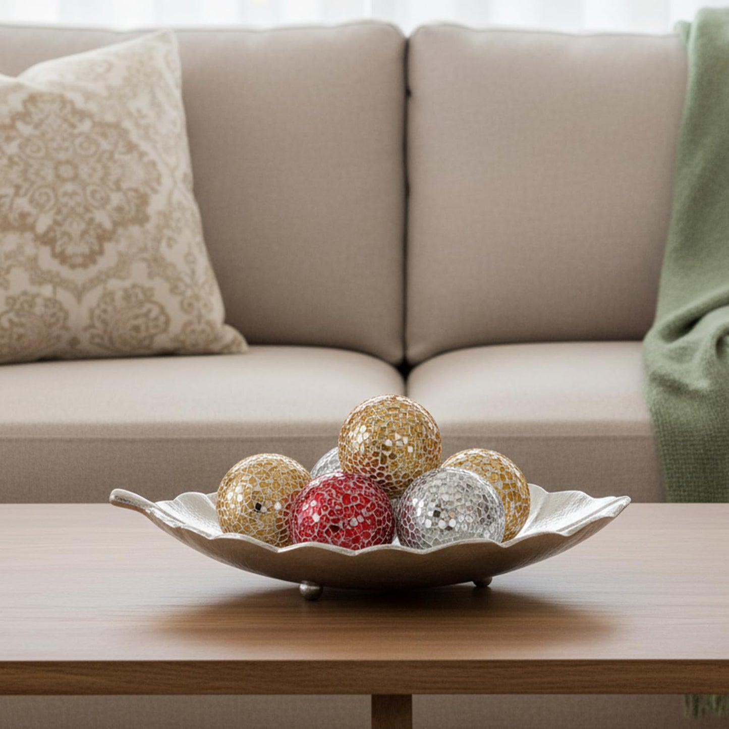 AOZUO 6 Pcs Decorative Balls for Bowls, 2.4 Inch Mosaic Sphere Balls Decorative, Mosaic Glass Orbs Centerpiece Balls Decoration for Vases Dining Table Home Living Room
