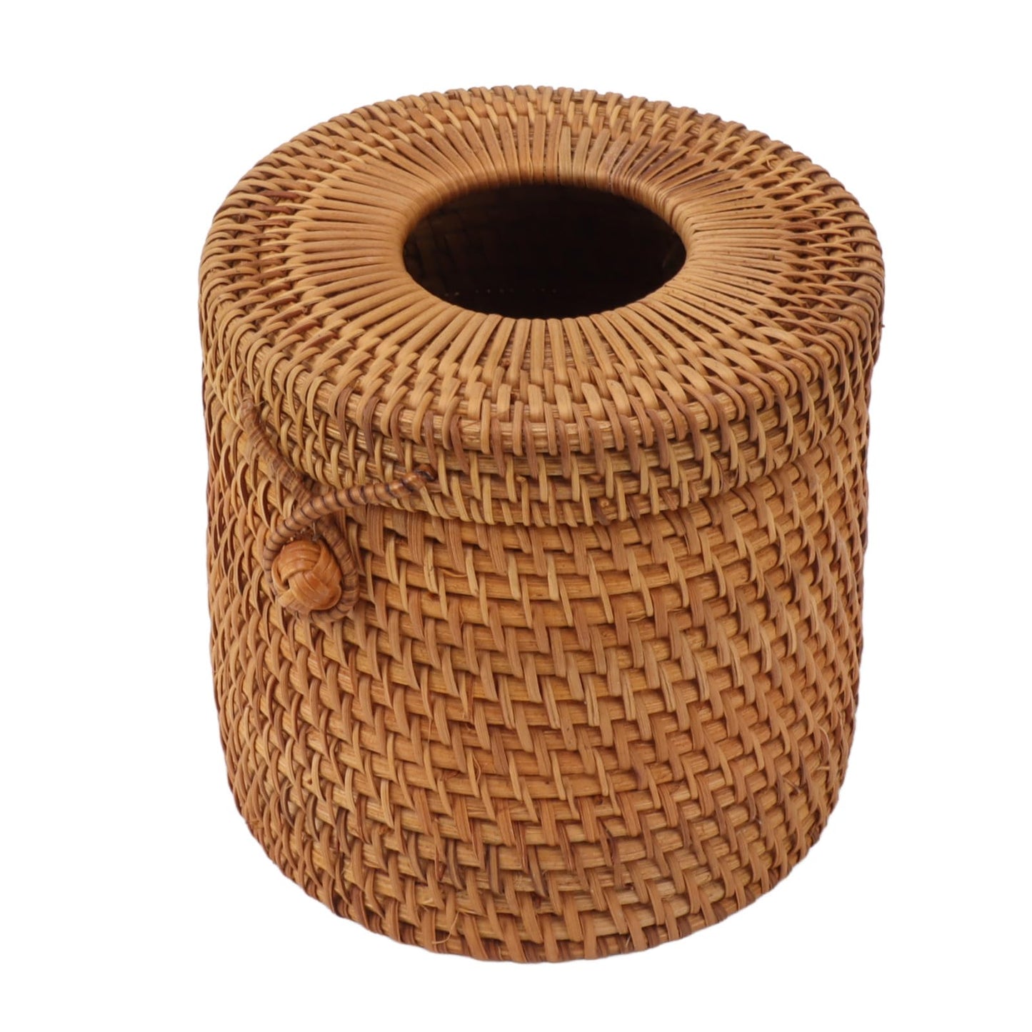 Rattan Tissue Box Cover, Decorative Woven Facial Tissue Holder with Lid Hand Wicker Facial Napkin Holder for Bathroom Toilet Living Room