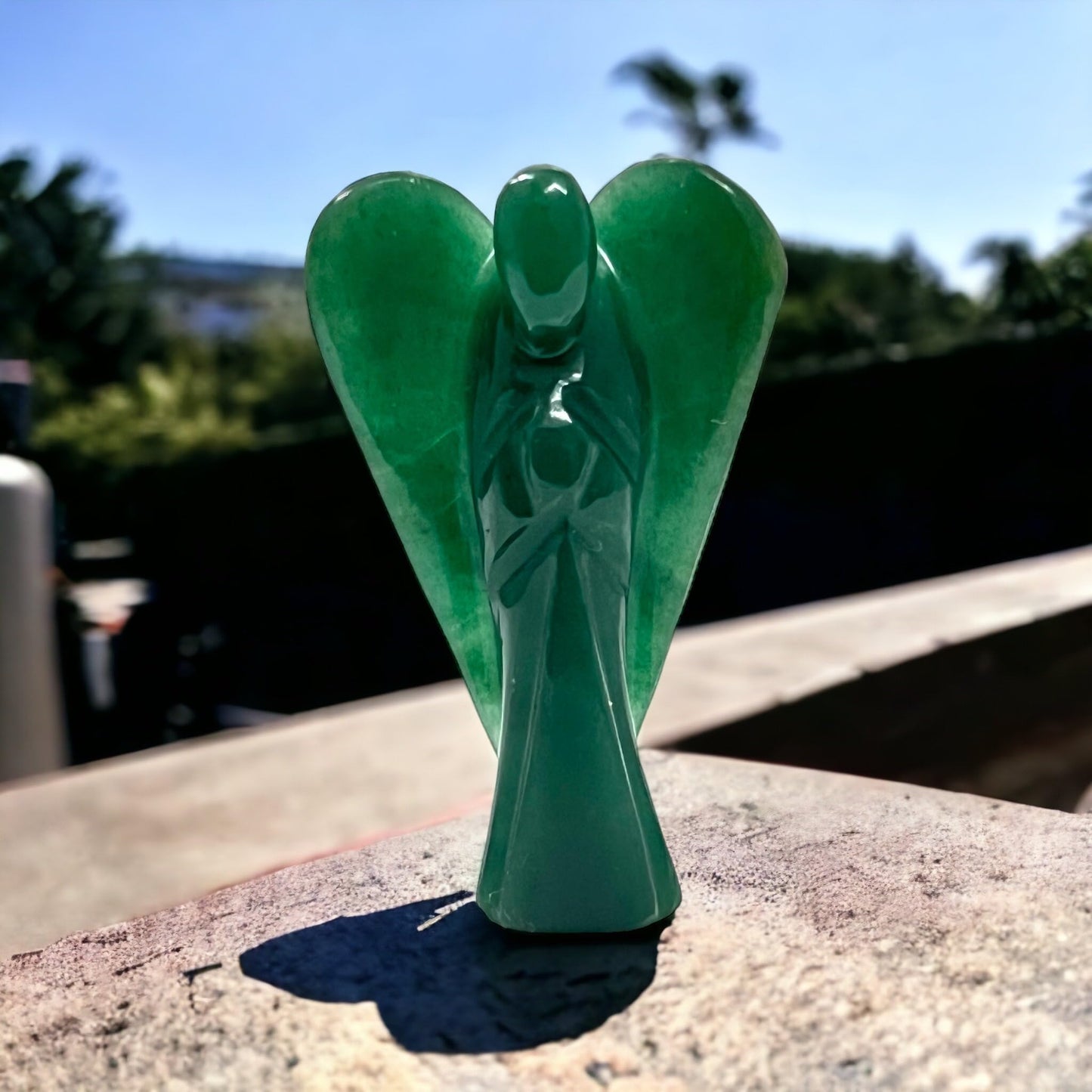 ANAYA AGATE Green Jade Guardian Angel Statue – 2 Inch Natural Hand-Carved Crystal Angel Figurine for Luck, Prosperity & Positive Energy – Healing Stone for Women, Home & Office Decor