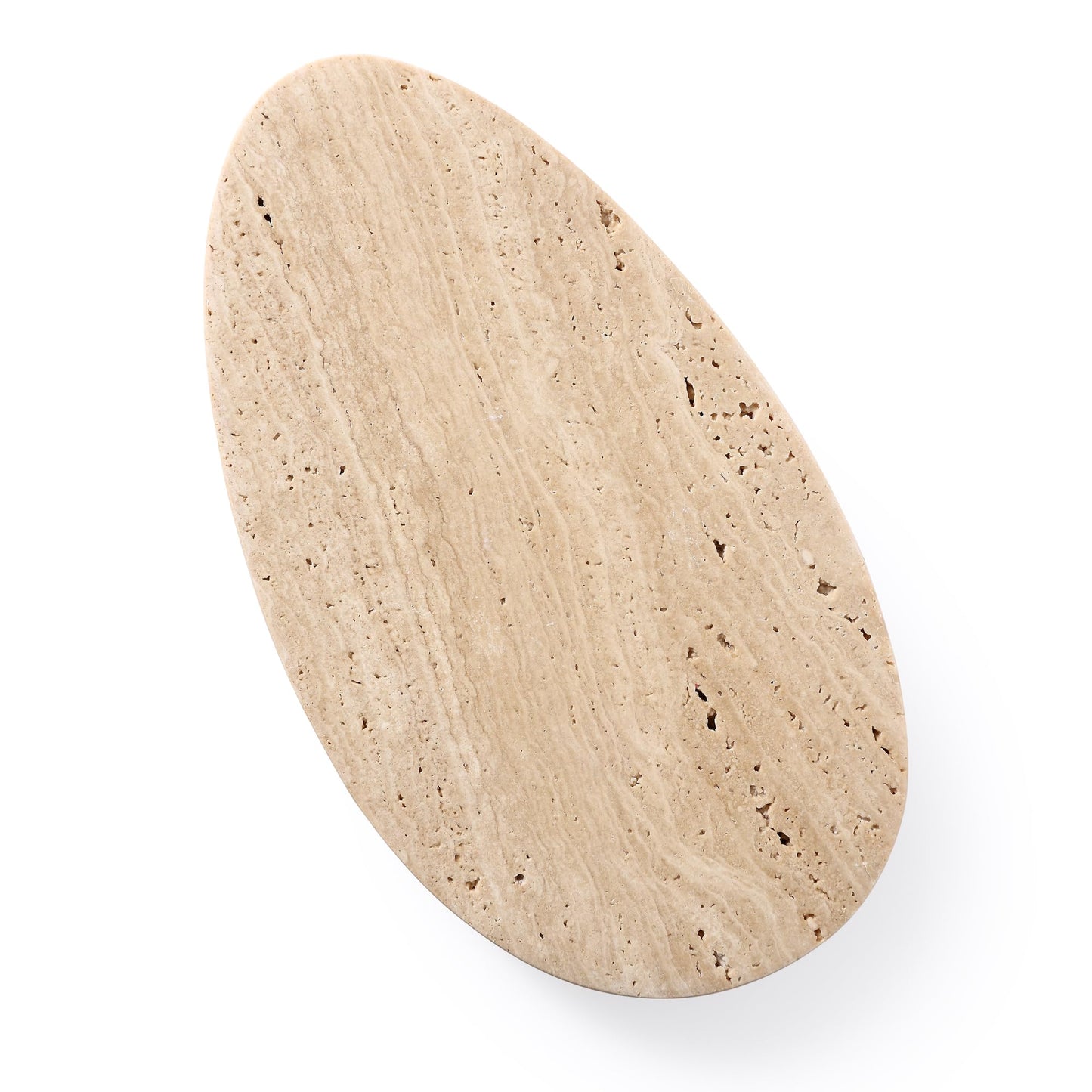 Natural Travertine Tray, Modern Decorative Stone Tray for Coffee Table, Jewelry Display Organizer for Rings Necklace, Candle Holder Catchall for Living Room Bathroom Vanity Decor (L)