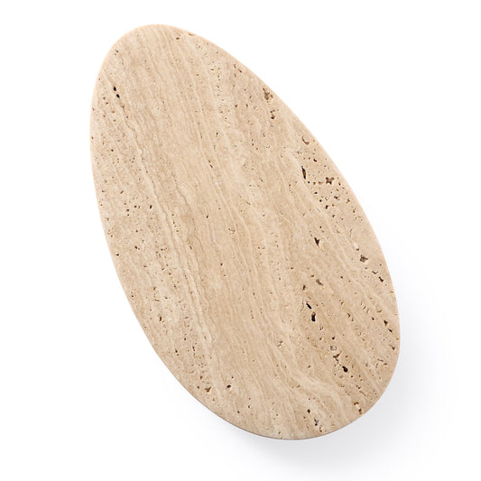 Natural Travertine Tray, Modern Decorative Stone Tray for Coffee Table, Jewelry Display Organizer for Rings Necklace, Candle Holder Catchall for Living Room Bathroom Vanity Decor (L)