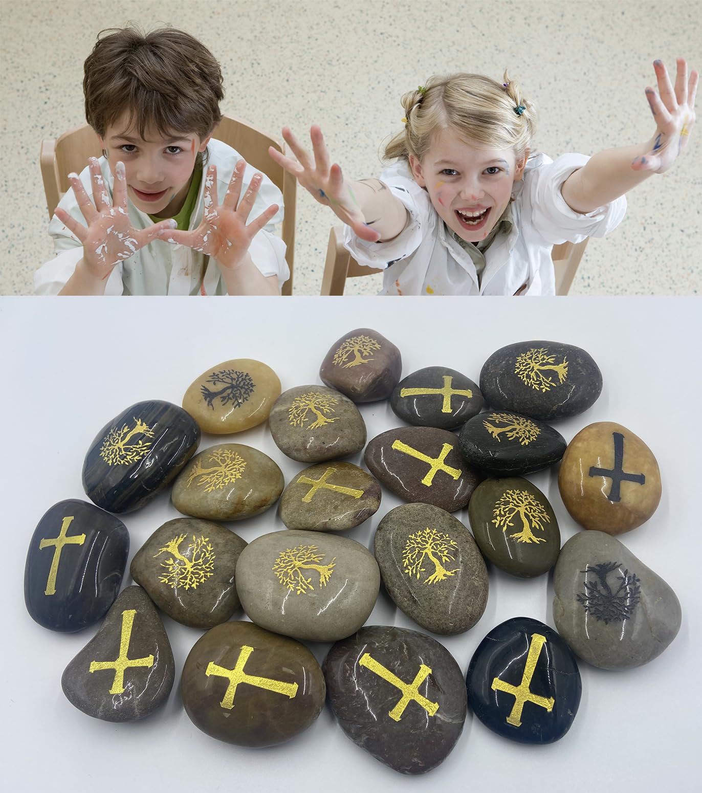 Majorhouse 52pcs Engraved Inspirational Stones,Pocket Words Stone River Rock,.Blessing Gifts Faith Stones,Encourage Stones for Family and Friends. Life Tree Cross