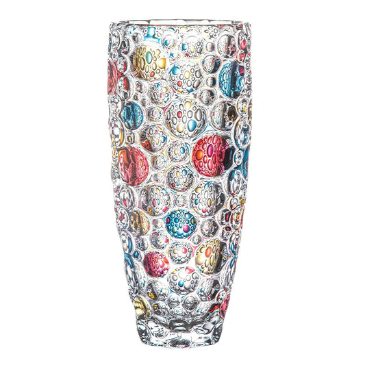 auons Colorful Crystal Glass Vase, Hand Painted Flower Vase, Vintage Decorative Glass Vase for Floral Arrangements, Table Centerpieces, Weddings, Housewarming, Home Deco