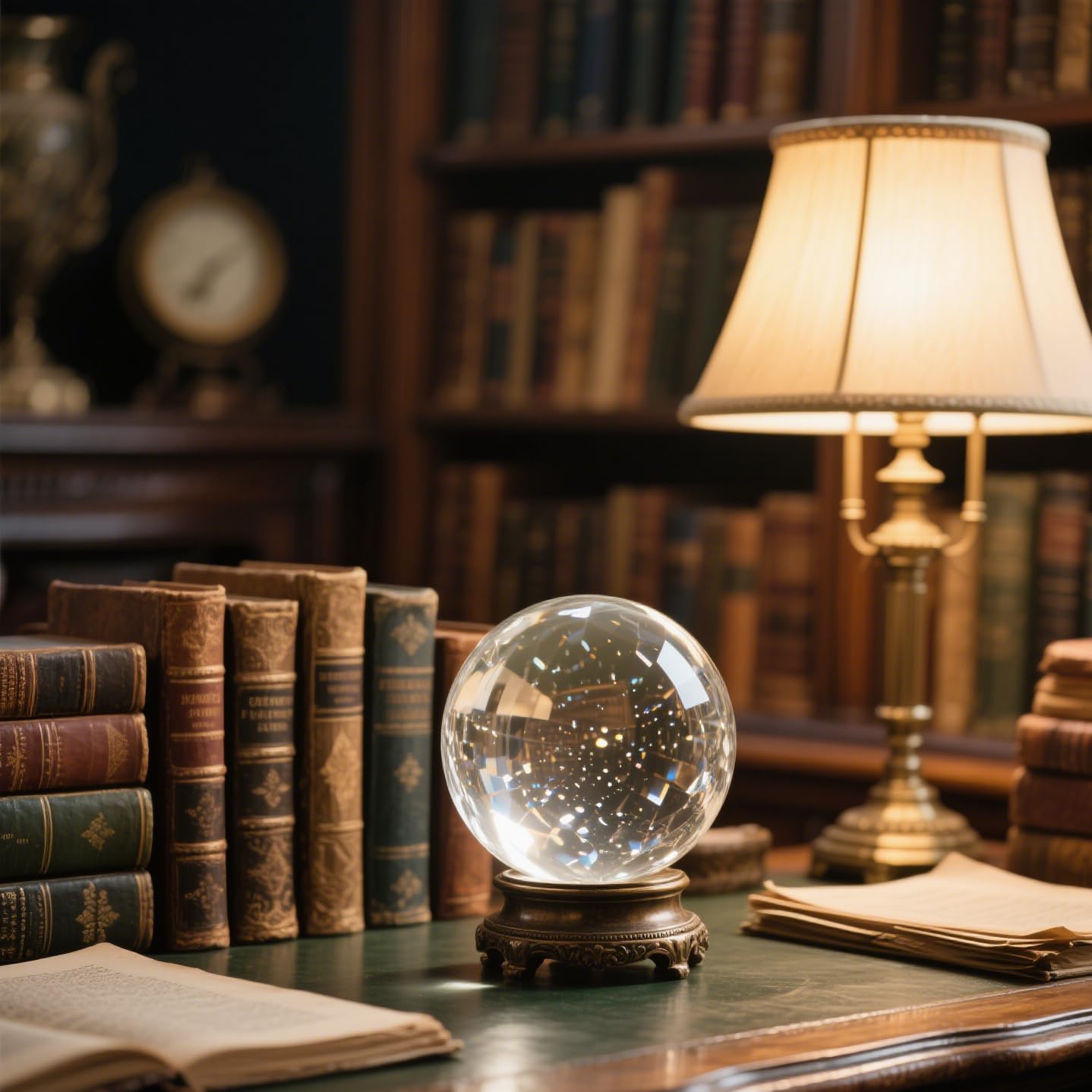 YINBEILIXU Crystal Ball, Glass Balls, Decorative Balls, Clear Crystal Ball with Wooden Stand, K9 Glass Ball for Home Decoration, Photography, FengShui,Fortune Teller Accessories (100mm)