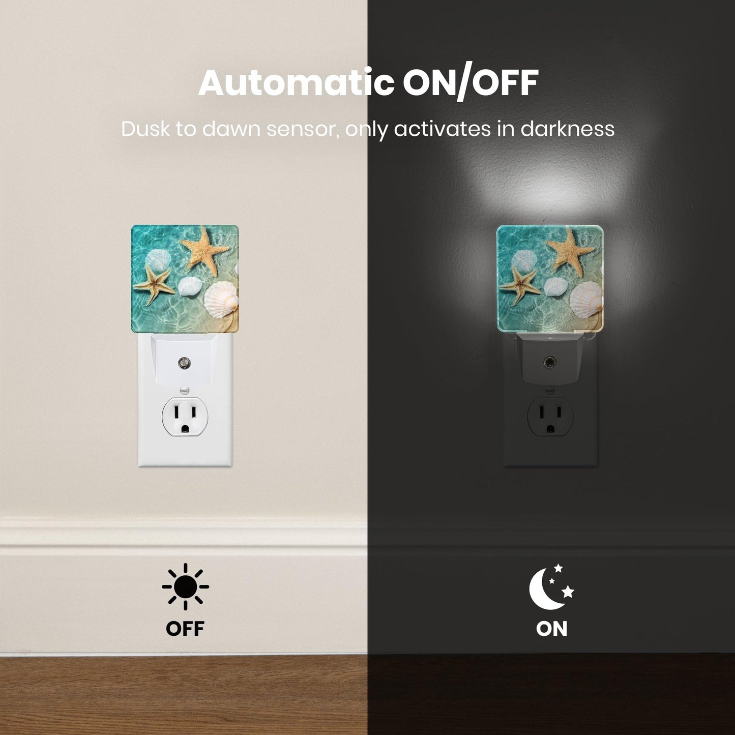 Caifujiqi Night Light Plug-in Dusk to Dawn Smart Sensor White Led Nightlight for Bedroom Bathroom Kitchen Hallway Stairs Energy Efficient Decor Desk Lamp