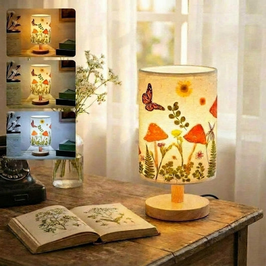 Hortsun Pressed Flower Vintage Table Lamp, Cottagecore Boho Rustic Night Light, Gift Box Packed Decorative Lamp for Bedroom Living Room Office, Ideal Gift for Women on Mother's Day