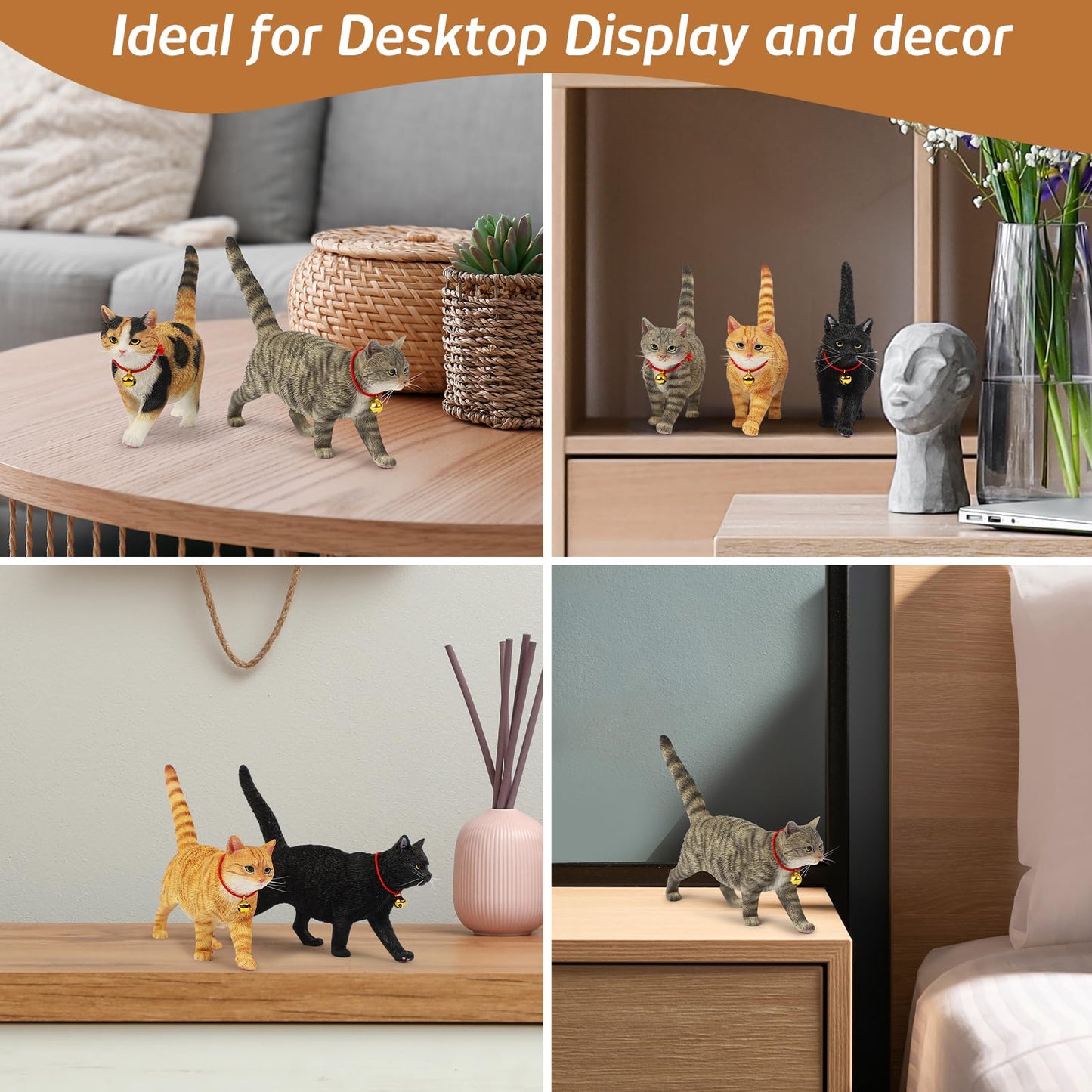 MMOS X JXK Walking Cat Figurine, Resin Cat Statue with Intricate Texture Details, Cat Gifts for Cat Lovers, Home Decor for Cat Lovers