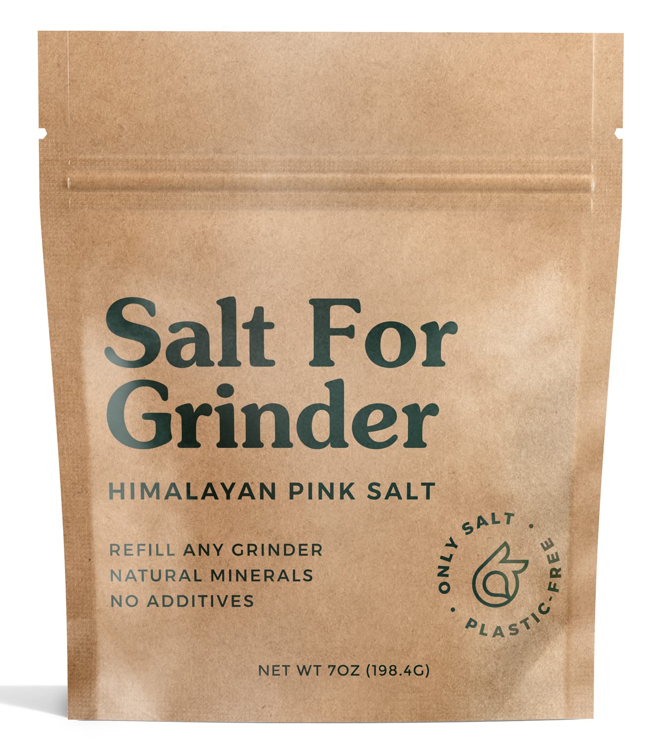 Himalayan Pink Salt for Grinder Refills - Organic, Unrefined, Kosher - Coarse Grain - 7oz Pouch