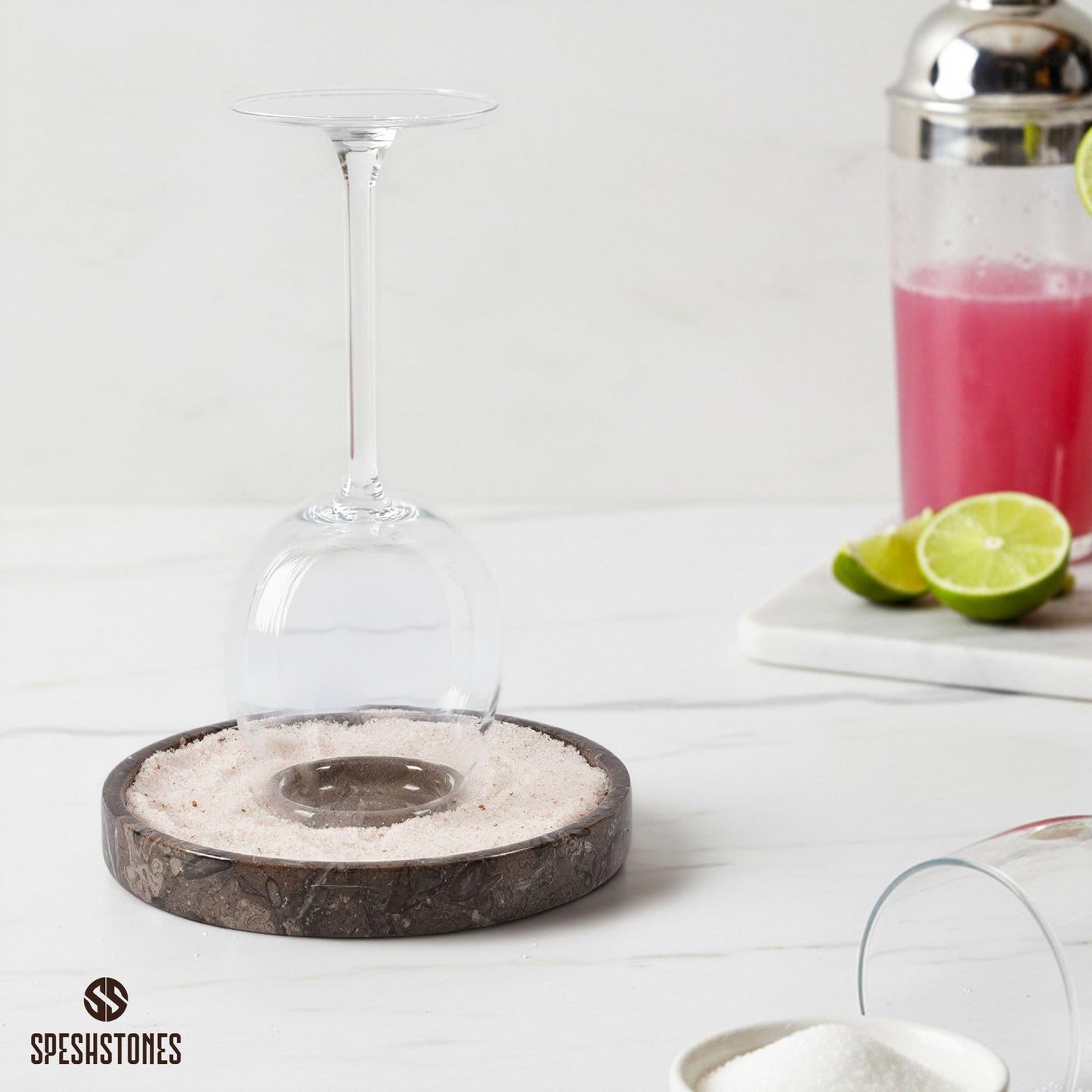 SPESHSTONES Marble Margarita Salt Rimmer Set 6 Inch Handmade Sugar Rimmer for Cocktails Glasses - Bar Rimmer Tray for Salt Rim, Cocktail Rimmers for Drinks, Bartendor Tools & Bar Cart Accessories