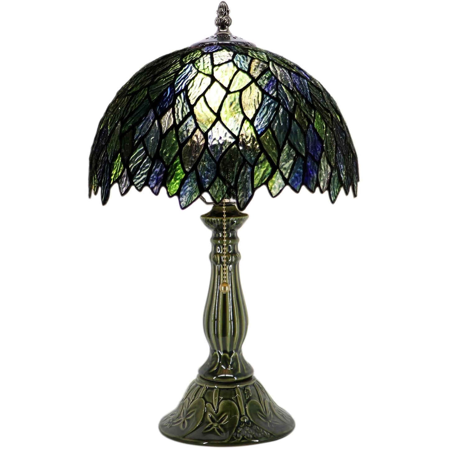 MQYXH Tiffany Style Stained Glass Table Lamp 18.5 Inch - Multicolor Leaf