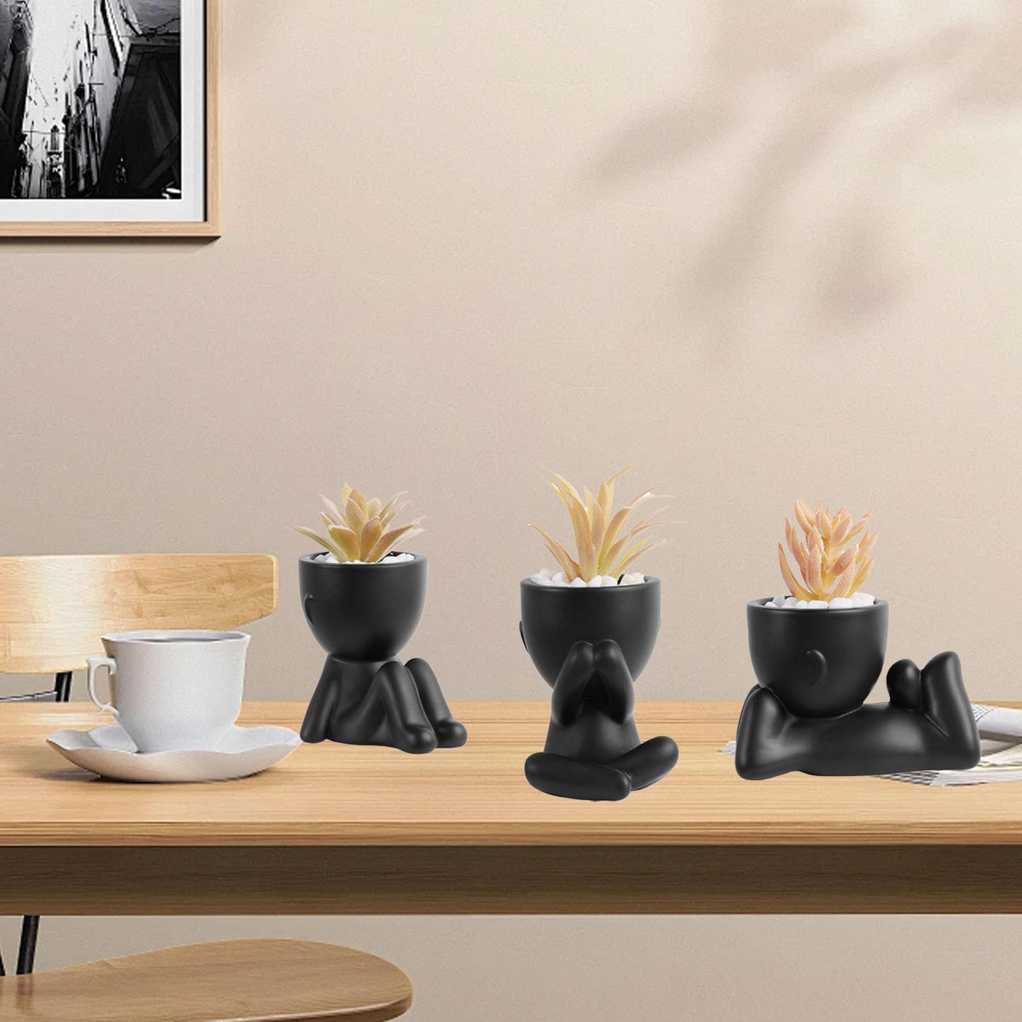 EMINGSKY 3 Pack Fake Plants Succulents Plants Artificial for Women,Office Desk, Bedroom,Bathroom Aesthetic Decor