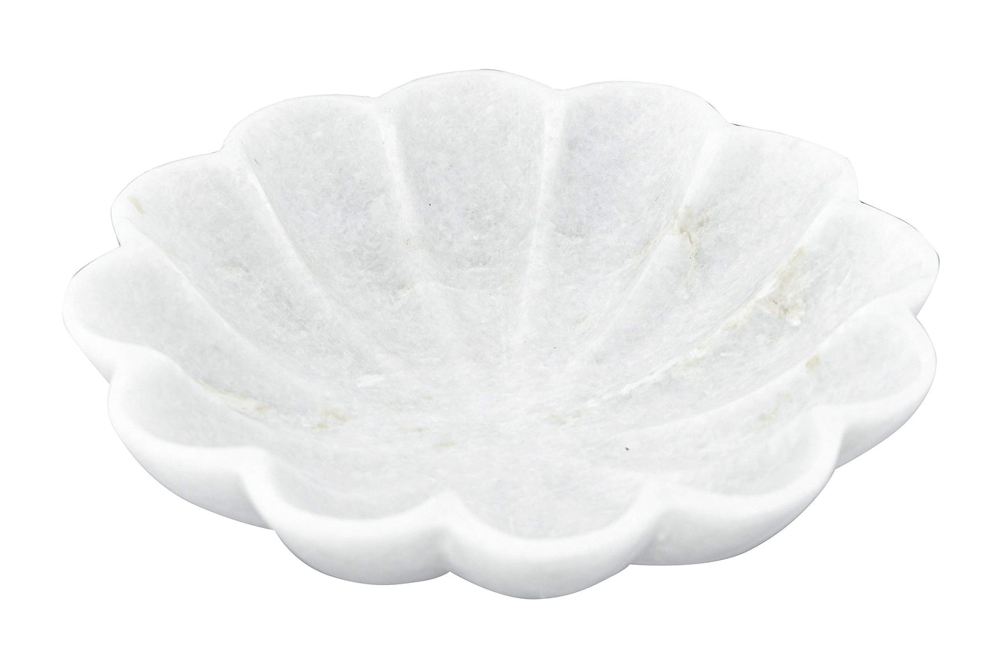 Creative Co-Op DF2368 Carved Marble Flower Shape Dish, White
