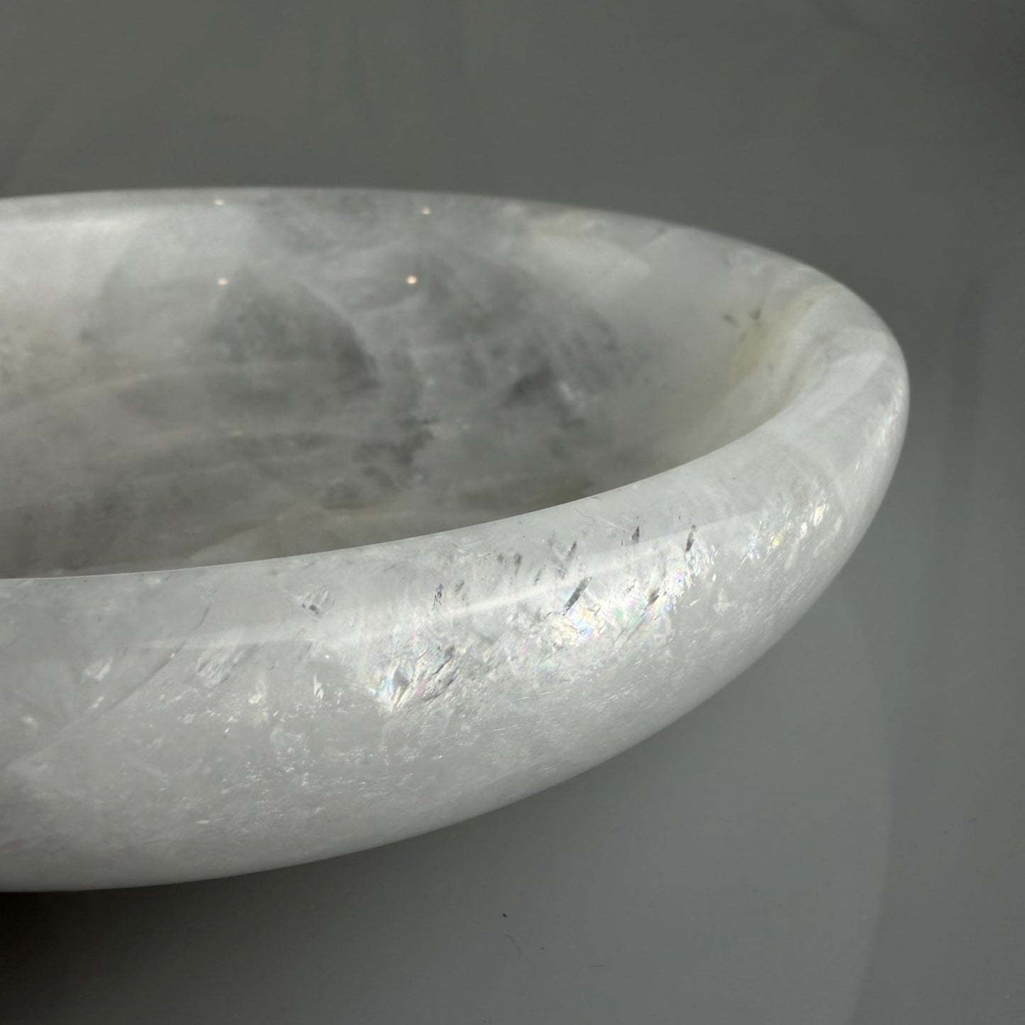 YeasHome Calcite Stone Bowl, Natural Marble Crystal Bowl for Decor - Hand Carved Decorative Bowl for Centerpiece, Coffee Table, Yoga Meditation, Gift Idea (Pure White)