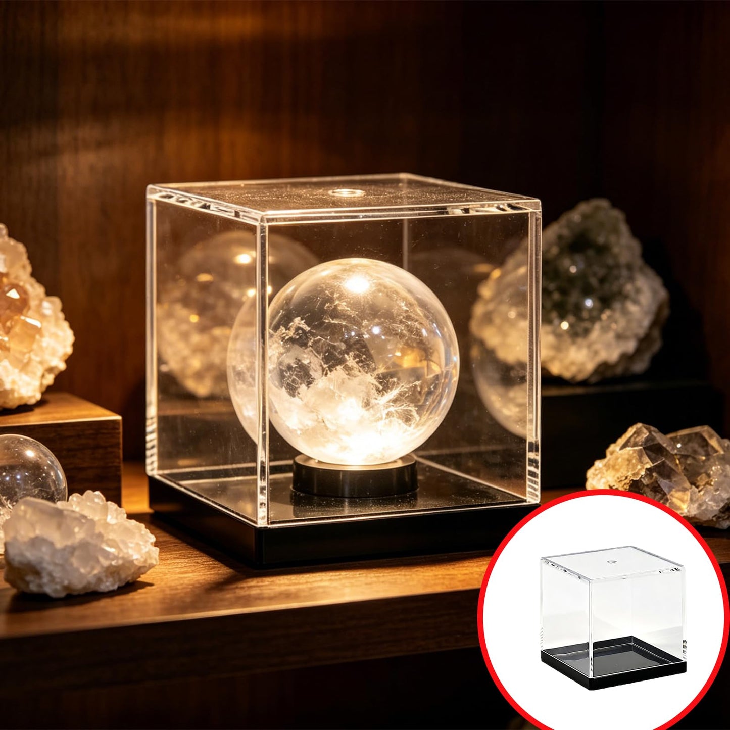 12 Pcs Cube Display Box, 1.77x1.77x1.77Inch Mineral Sample Case, Clear Display Case Specimen Box Suitable for Storing Ores, Crystals, Collectibles, Action Figures, and Miniature Models