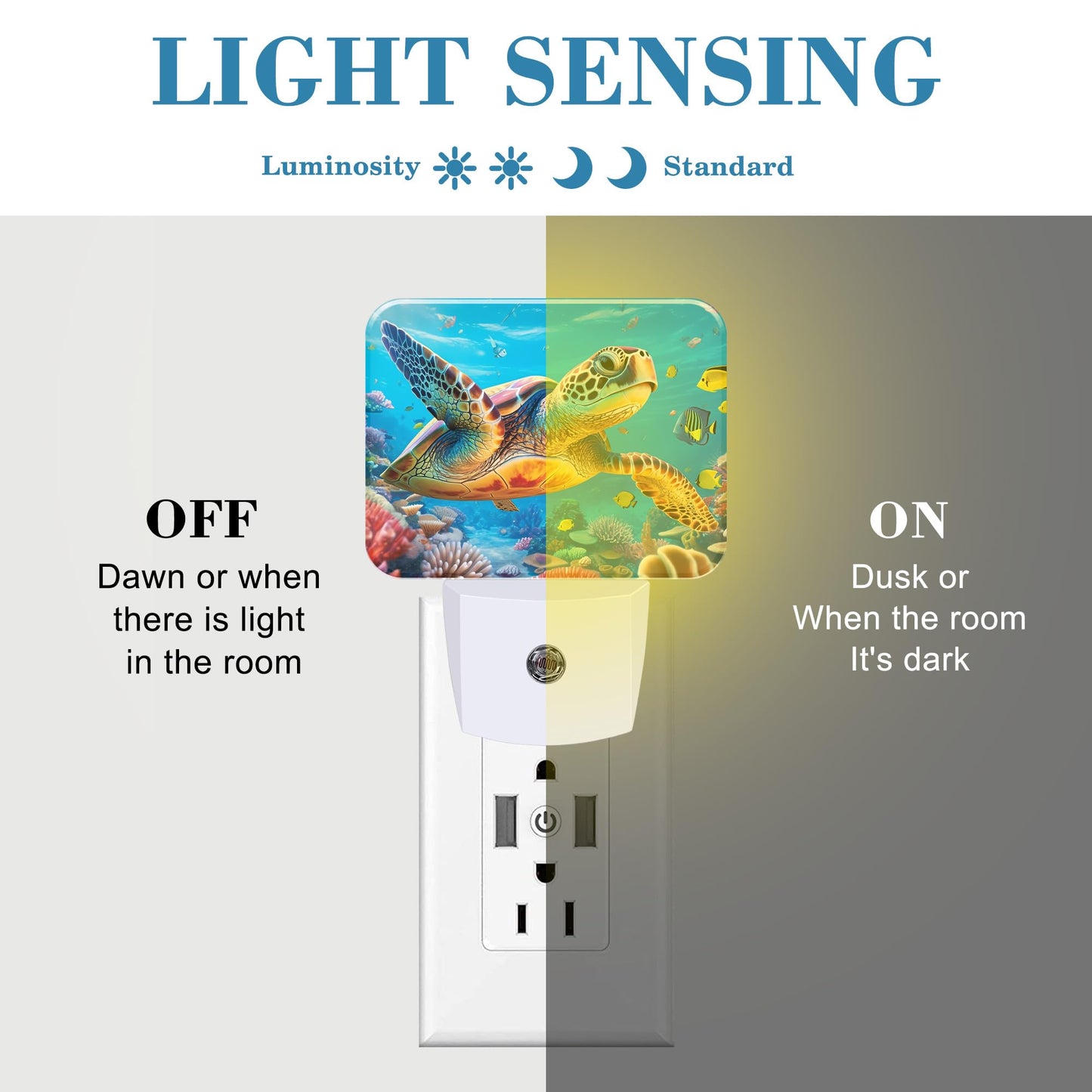 Uiaoiais Sea Turtles in Underwater World Night Light for Kids Girls Boys, Turtles LED Night Light Plug into Wall with Dusk to Dawn Sensor for Bedroom, Hallway, Kitchen, Bathroom, Stairs Decor
