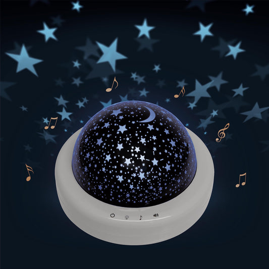 Zadro LED Star Night Light for Kids Room Starlight Projector with Multi Color Starry Nights Globe and Variety of Sounds (8" Dia. by 5.5" Tall, Gray)
