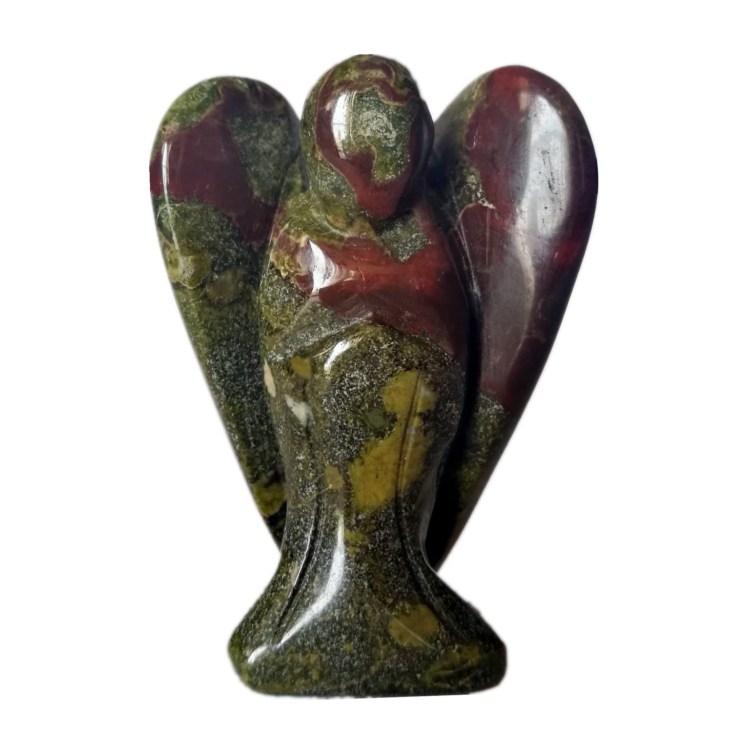 Bacatgem Natural Dragon Blood Jasper Healing Crystal Prayer Guardian Angel Statue,2 Inchs Carving Pocket Palm Stone Figurines Decoration