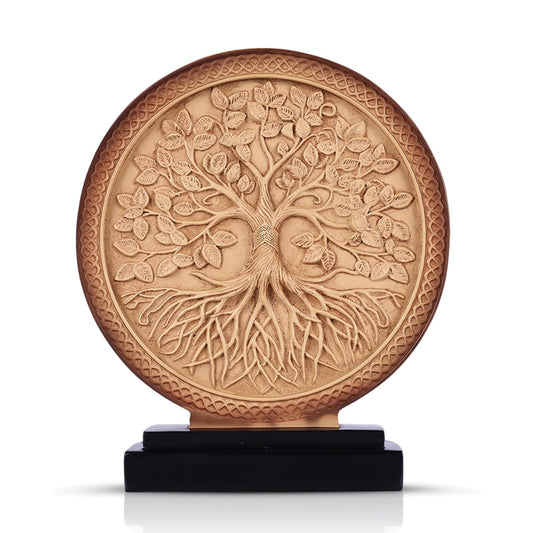 LCCCK Tree of Life Statue, Resin Round Tree Sculpture for Cabinet Decor, Shabby Chic Knick Knacks, Living Room Mantle Entryway Table Top Accent, Symbolic Family Roots Home Decor