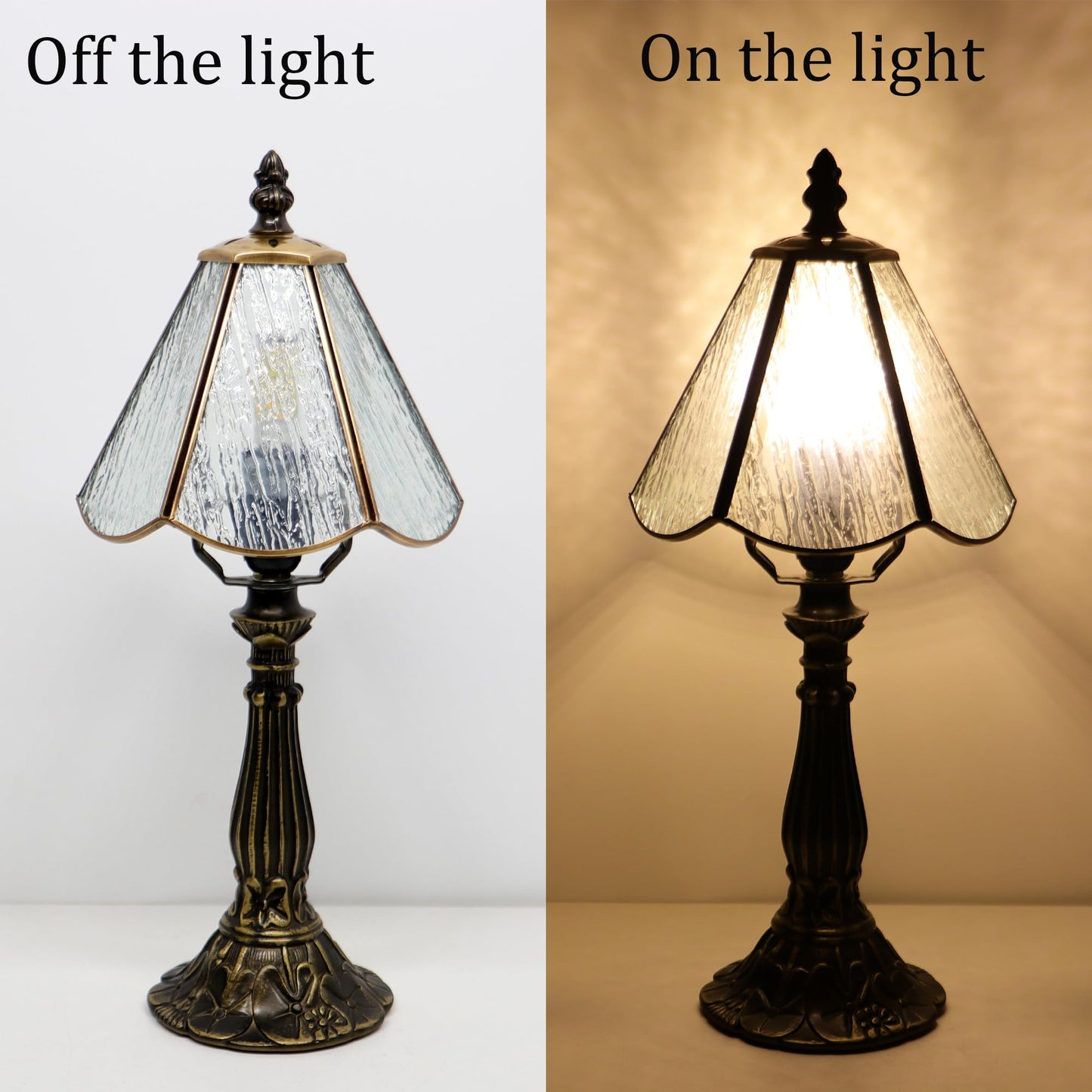 MQYXH Small Tiffany Style Table Lamp White Bark Stained Glass Lamp 14 Inch