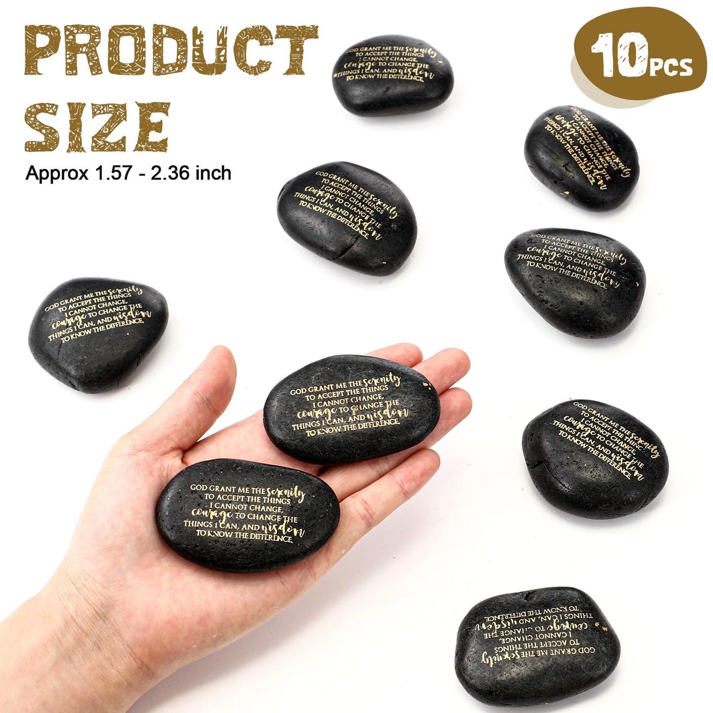 Wesiti 10 Pcs Serenity Prayer Gifts Pocket Token Stones Bulk for Men Women Recovery Anxiety Sobriety Gifts