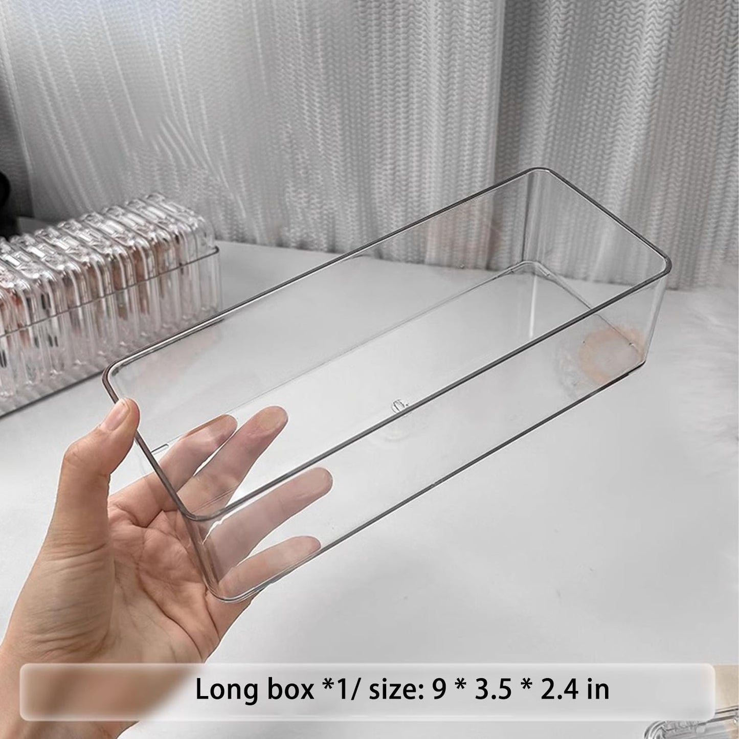 Acrylic jewelry box, crystal storage box, crystal bracelet transparent desktop storage box, portable jewelry box, a long box (9*3.5*2.4 inches) and 12 small boxes (3.4*3.4*0.6 inches).