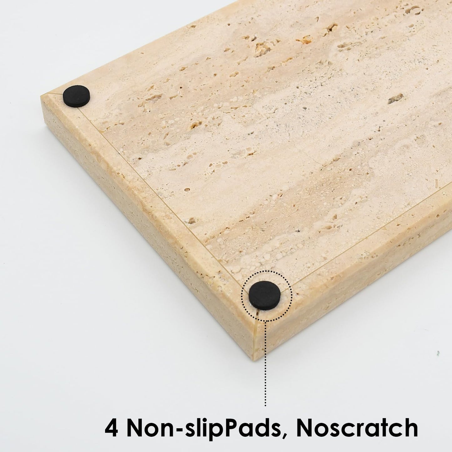 Zilukar Real Natural Travertine Tray for Bathroom, Vanity, Kitchen and Desktop, Rectangle Genuine Travertine Stone Tray for Jewelry, Cosmetics, Candles, Lotion, Perfume and Home Decor