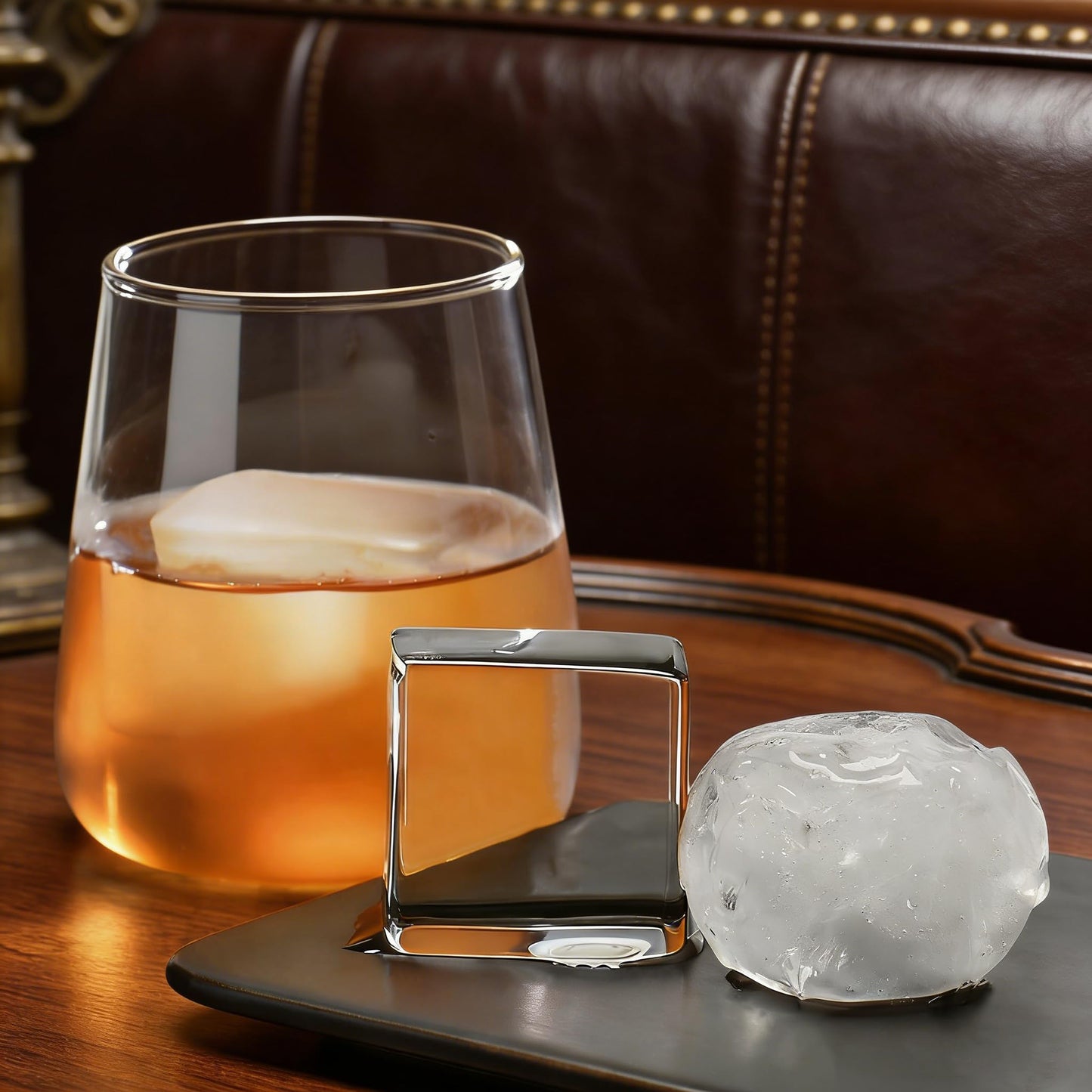 Clear Ice Cube Maker Silicone - Crystal Clear 2 Inch Ice Cube Tray,10 Large Ice Cubes Mold for Whiskey and Cocktail