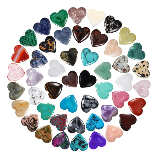 96Pcs Heart Shaped Crystals Stones, 0.8in Worry Stones Bulk Crystals and Healing Stone, Natural Crystal Gemstones Mix-Color Set Crystal Stone for DIY Meditation Decor Gifts Chakra Balancing