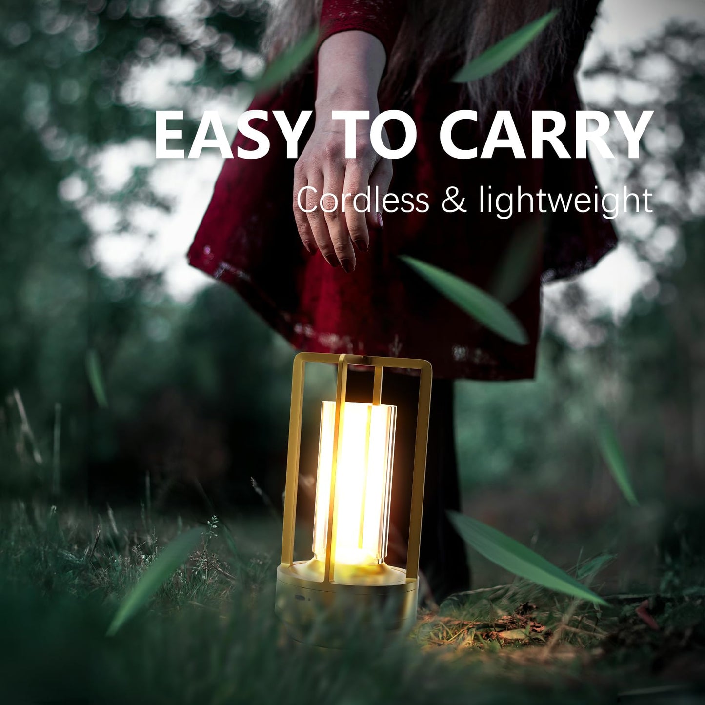 Anznzem Table Lamp, Portable Cordless Rechargeable LED, 3-Colour Dimming, Gold, Ideal for Bedroom, Outdoor, Restaurants, Bars, Coffee Shops, Camping