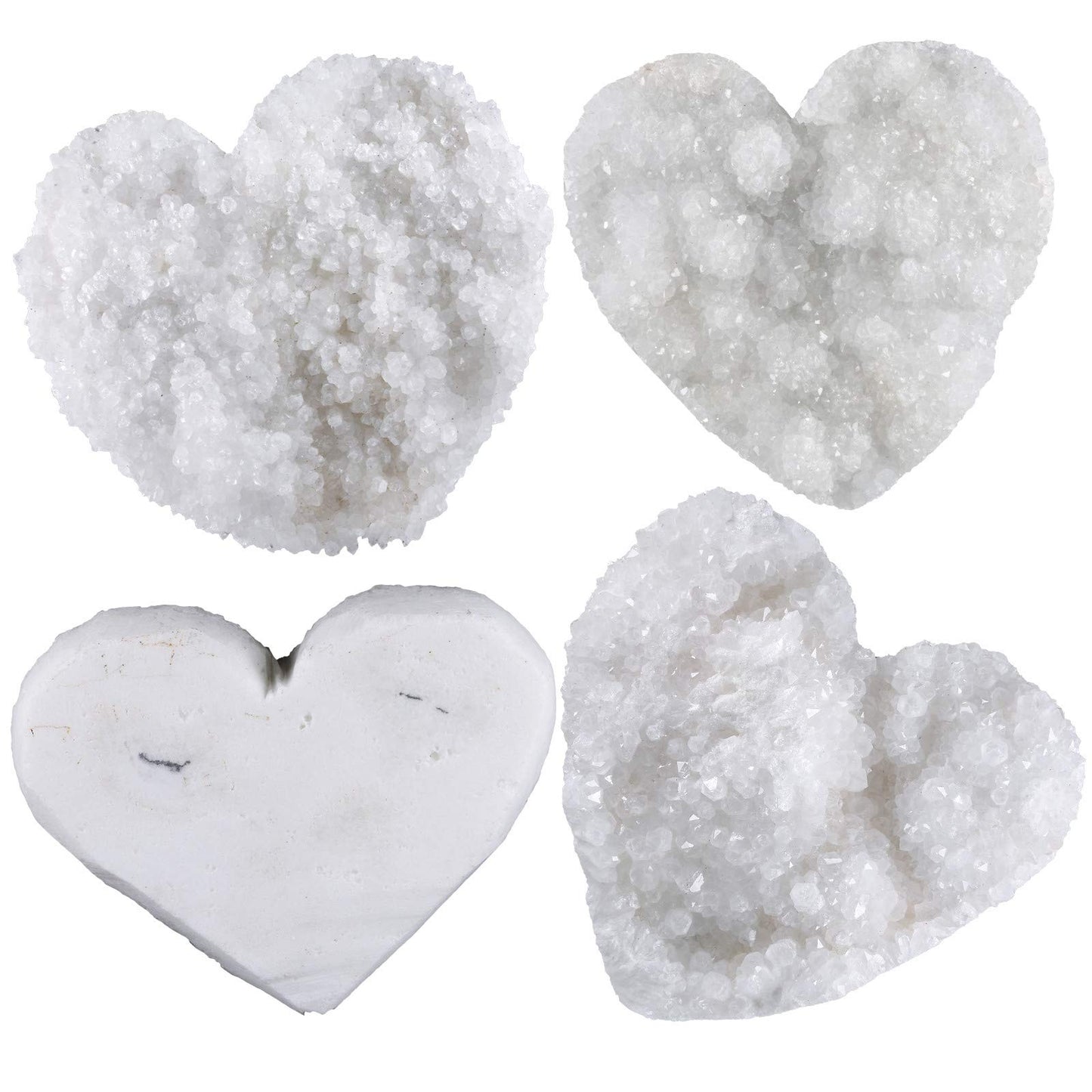 Rockcloud Natural Heart Shape Raw Rock Crystal Cluster Geode with Metal Stand Display Desk Ornament Healing Reiki Gemstone Home Office Decoration