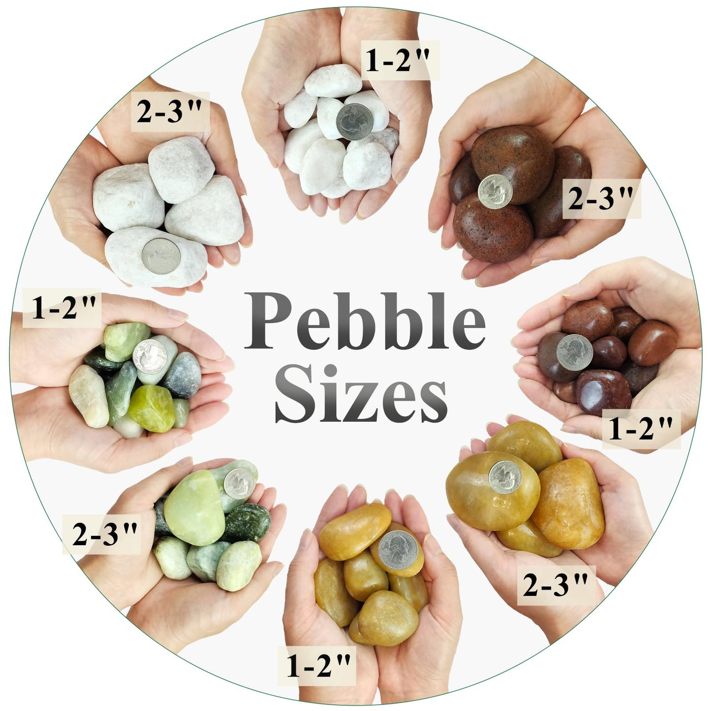 FANTIAN 5 lbs Green River Rocks for Plants, 2-3 Inch Jade Pebbles for Indoor Plants, Decorative Stones Rocks for Succulent, Landscaping, Vases, Crafting and Garden