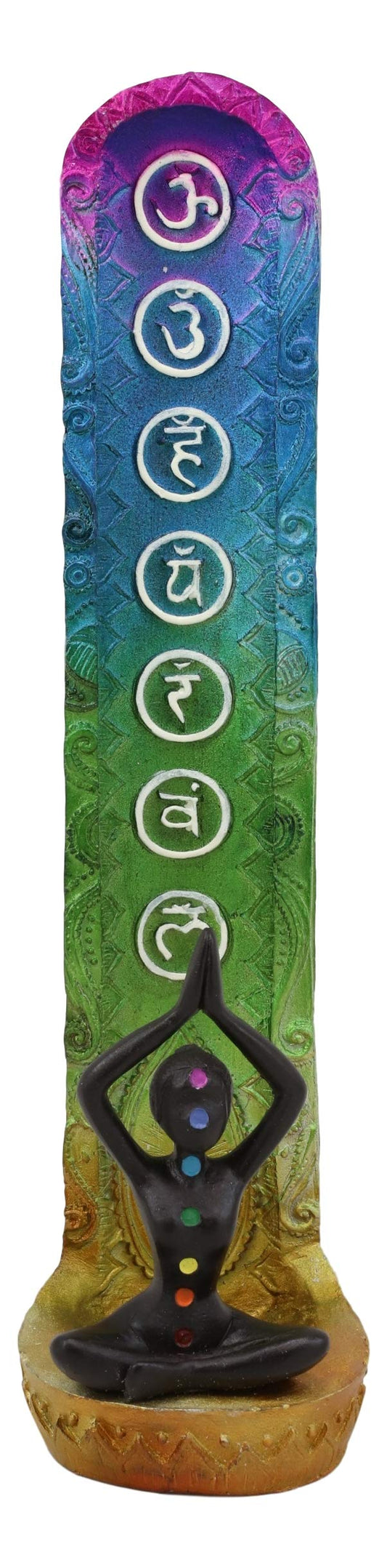 Ebros Gift Colorful Rainbow Wiccan Spiral Goddess Divine Feminine Incense Stick Burner Figurine with 7 Chakra Zone Colors Yoga Pose Metaphysical Natural Shaman Decorative Accent (Upright Pose)