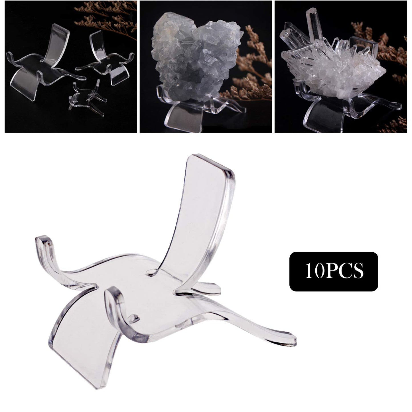 Generic Pack of 10 Clear Acrylic Display Stand Suport Base for Minerals Gemstones Rock Specimens Geode Agate Seashells Stones Jewelry Home Office Decoration - S