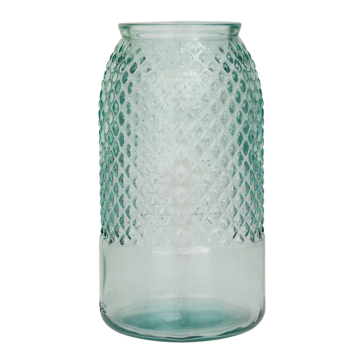 Deco 79 Recycled Glass Decorative Vase Spanish Decorative Container, Decorative Keepsake Box 6" x 6" x 11", Blue