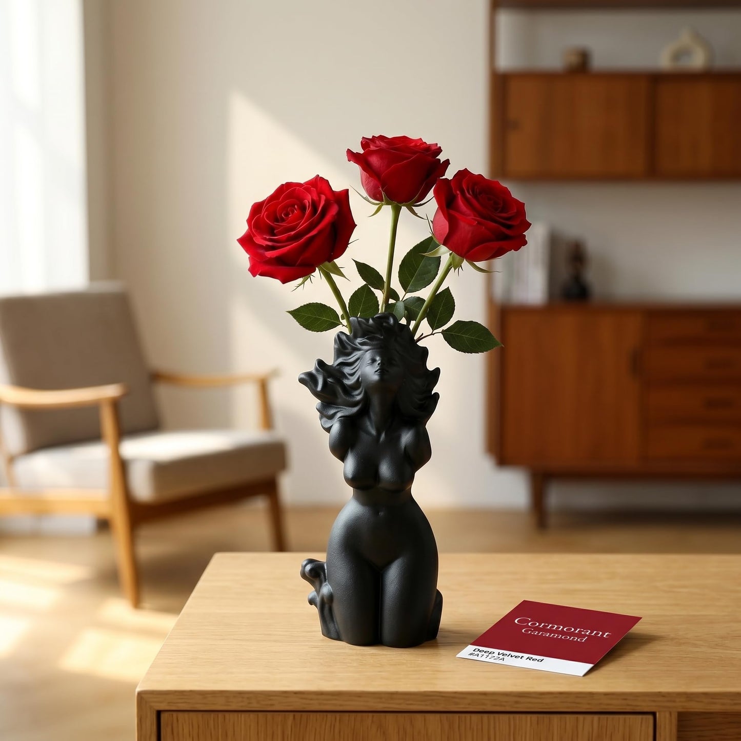 Artistic Female Form Ceramic Sculpture Body Vase, Black Ceramic Butt & Bust Planter Pot for Home Decor – Funny Unique Vase Centerpiece with Modern Aesthetic (Black)
