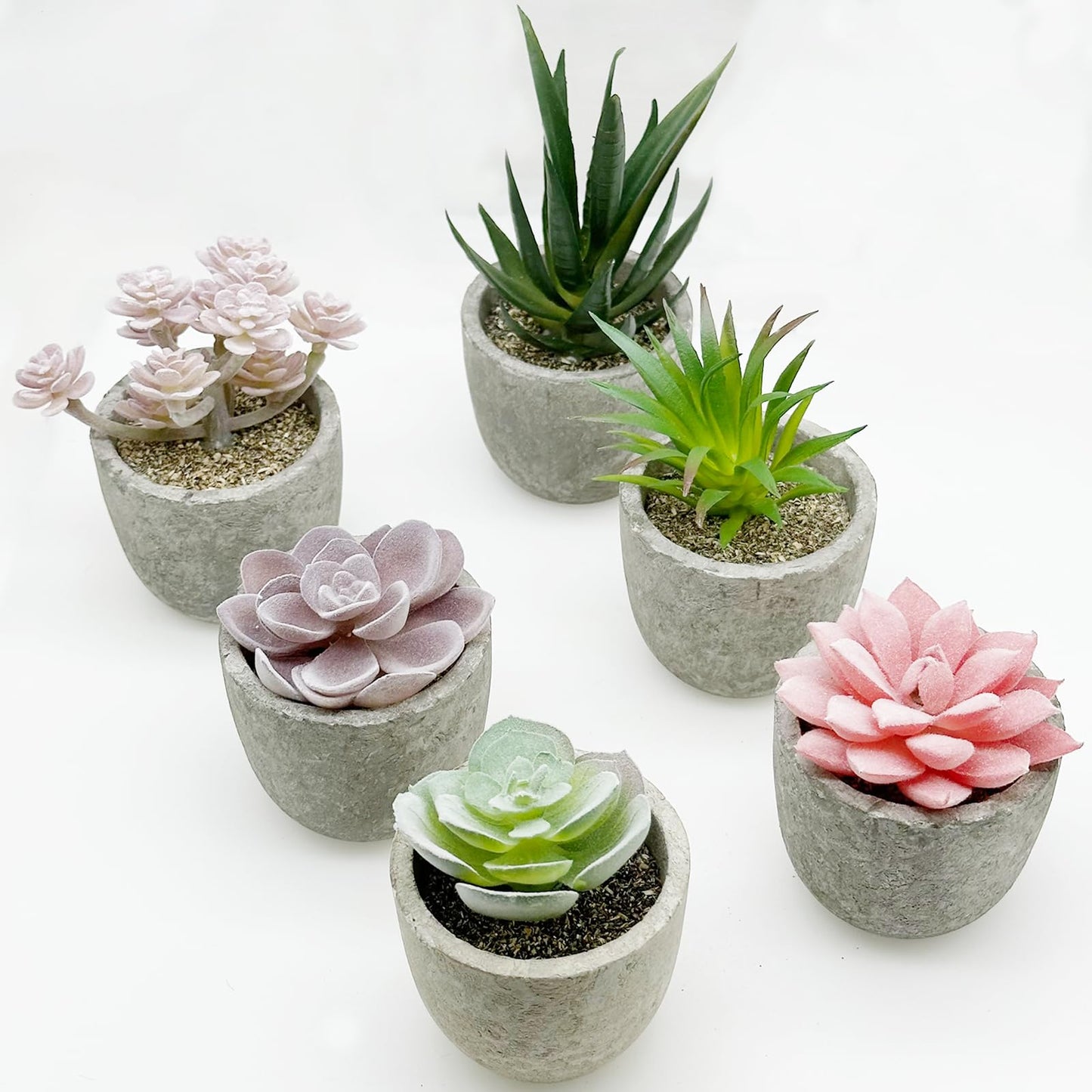 Cayway 6 PCS Artificial Succulents Plants, Mini Fake Plants in Pots, Small Succulents Plants Artificial for Office Desk Home Living Room Table Decor Indoor