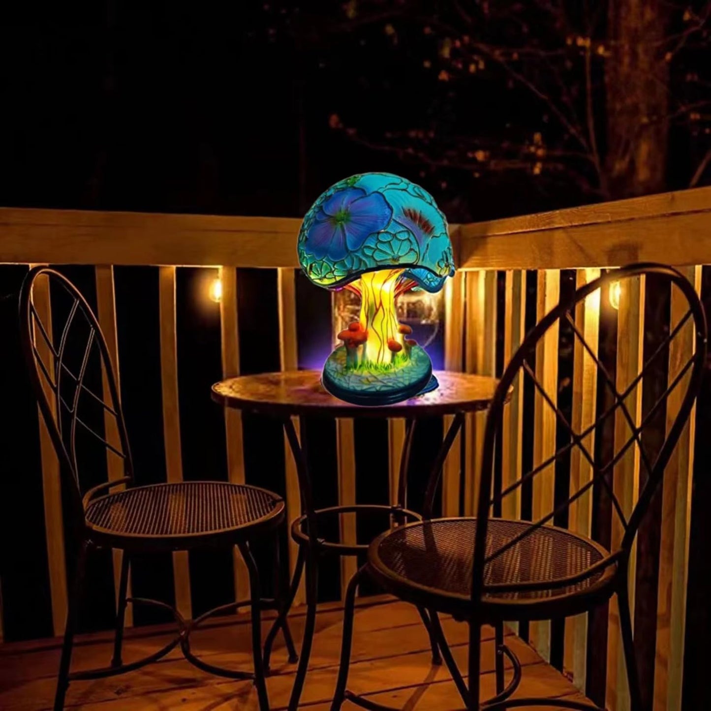 Wioilyoy Creative Glass Resin Mushroom Table Lamp, 5.9 Inch Stained Glass Mini Night Light, Bohemian Decoration for Bedroom, Living Room, Home Office - Gifts