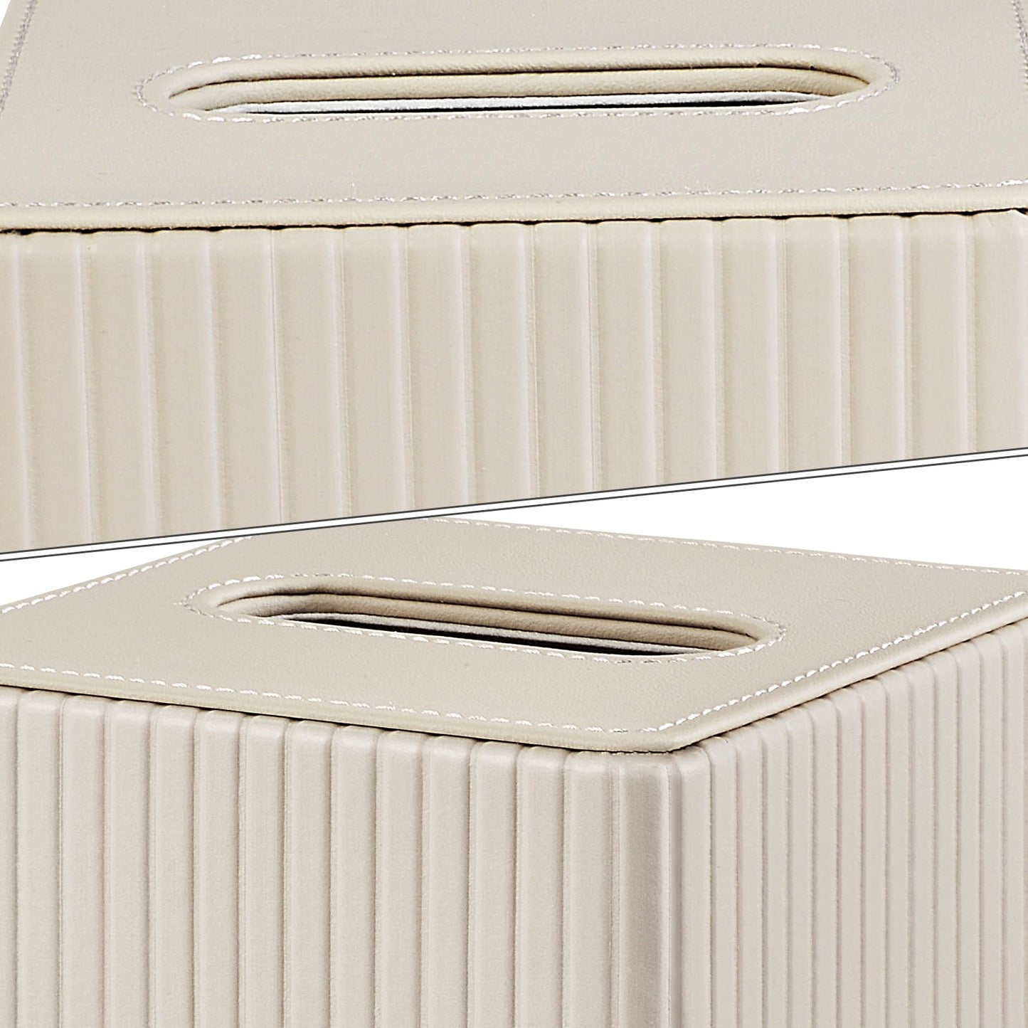 XNONE PU Leather Tissue Box Cover Square Tissue Box Holder for Bathroom Vanity Countertop Night Stands Bedroom Office Desk,Modern Tissue Decorative Organizer with Magnetic Closure,Beige