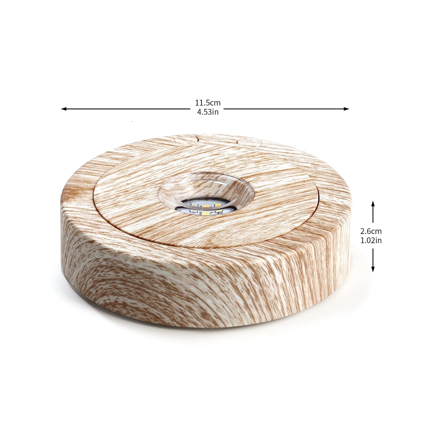 Onepec Rotating LED Base - Positive and Negative Rotation Display with 7 Lights Wood Grain Led Base Light for Glass Crystal Art, Nice Holiday Party Christma Decor