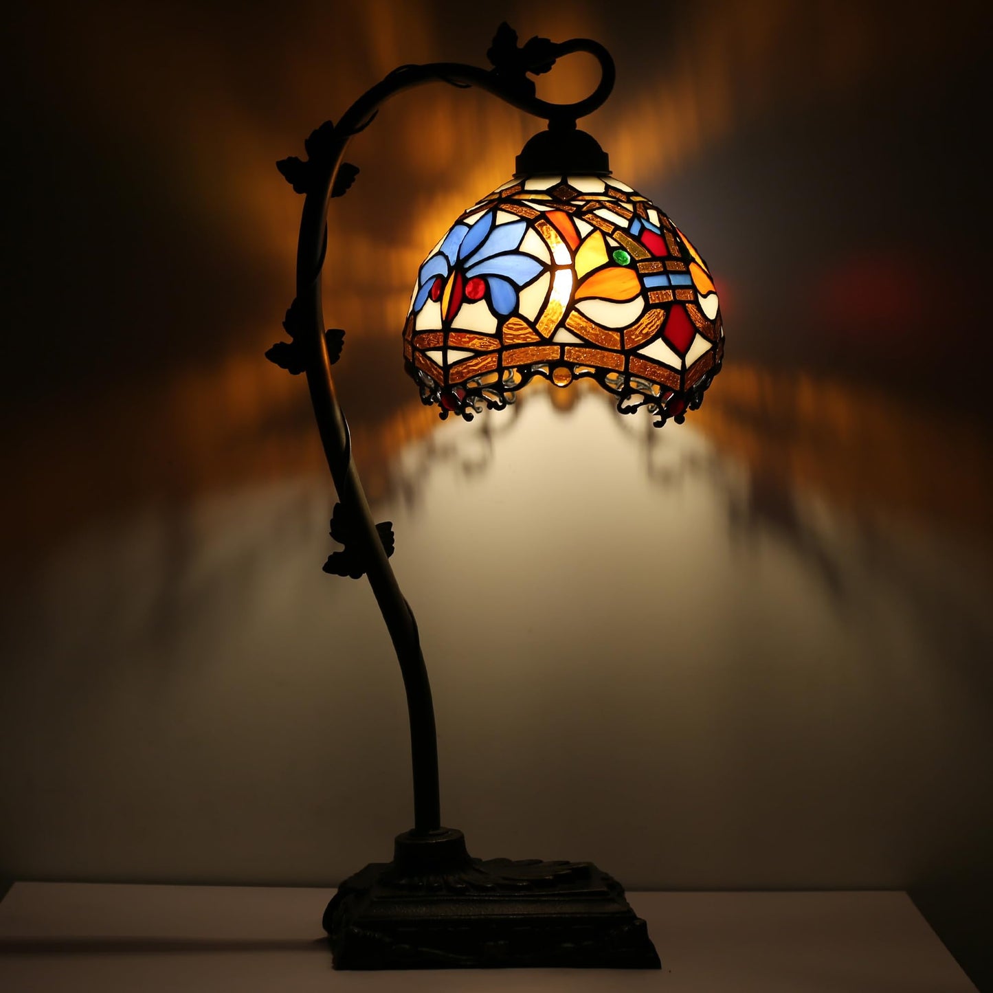 Tasklum Tiffany Style Table Lamp 8" Stained Glass Office Reading Lamp