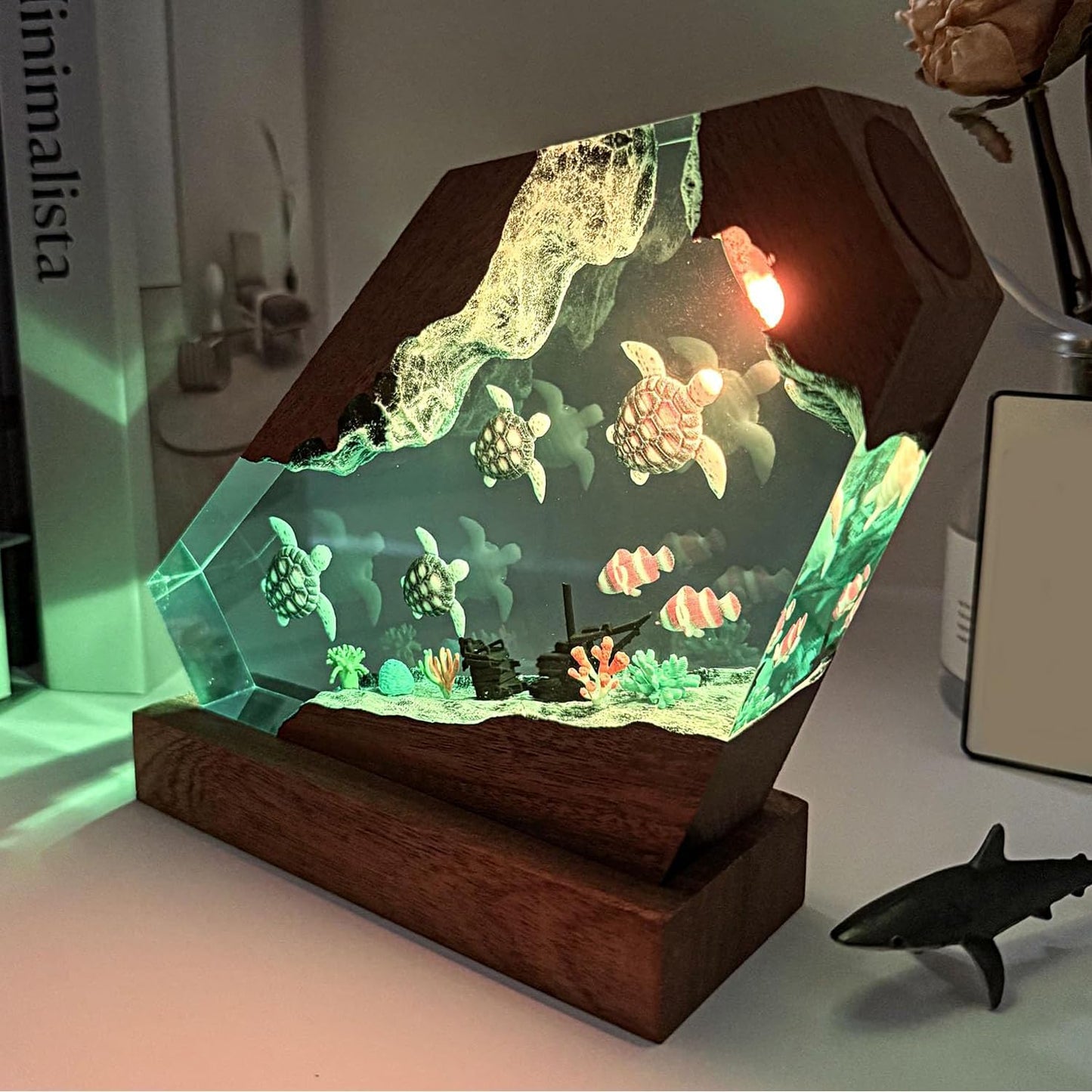 Sea Turtle Ocean Resin Lamp, Handmade Resin Night Light for Home Decor