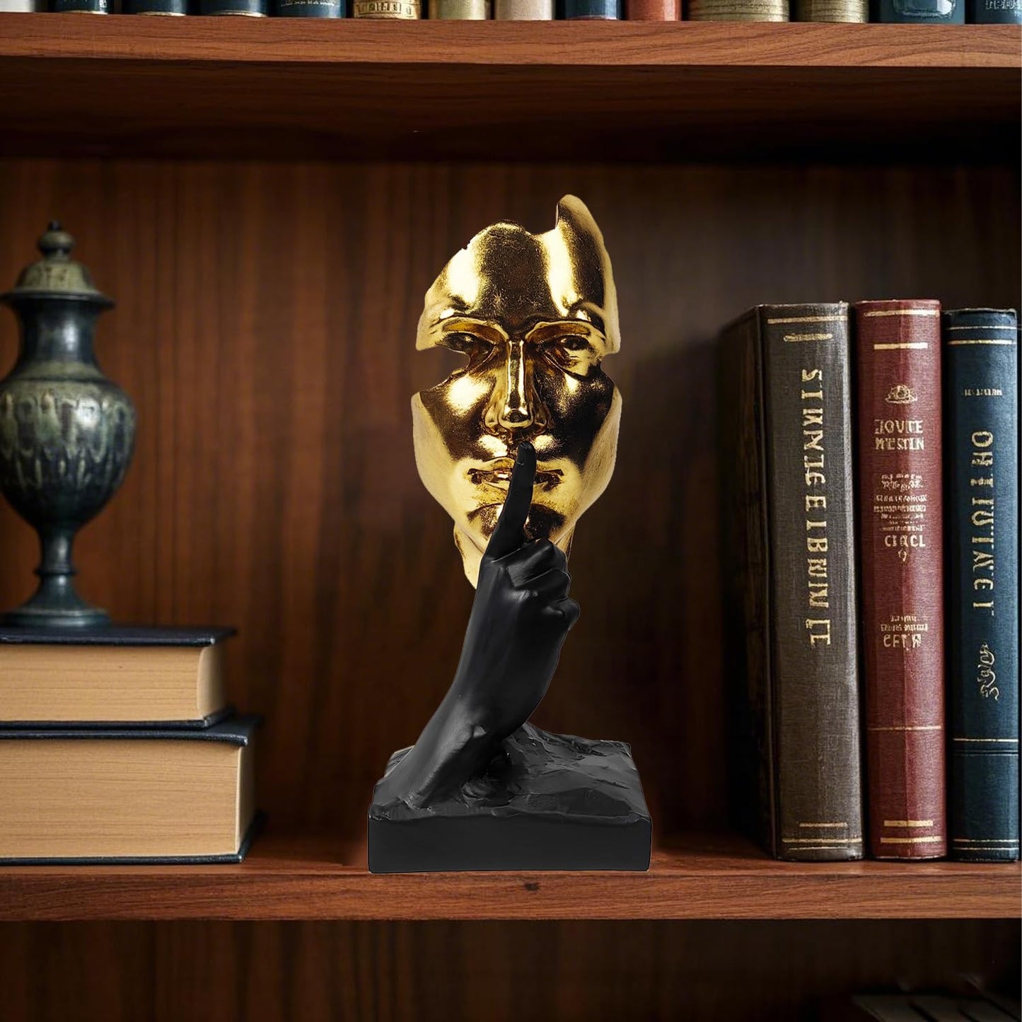 EPTUEGA ﻿Thinker Statue-Silence is Gold-Abstract Art Figurine Decor - 12" H No Hear No See No Speak Modern Home Resin Sculptures Decorative Objects Decor for Home Office Bookshelf Desktop