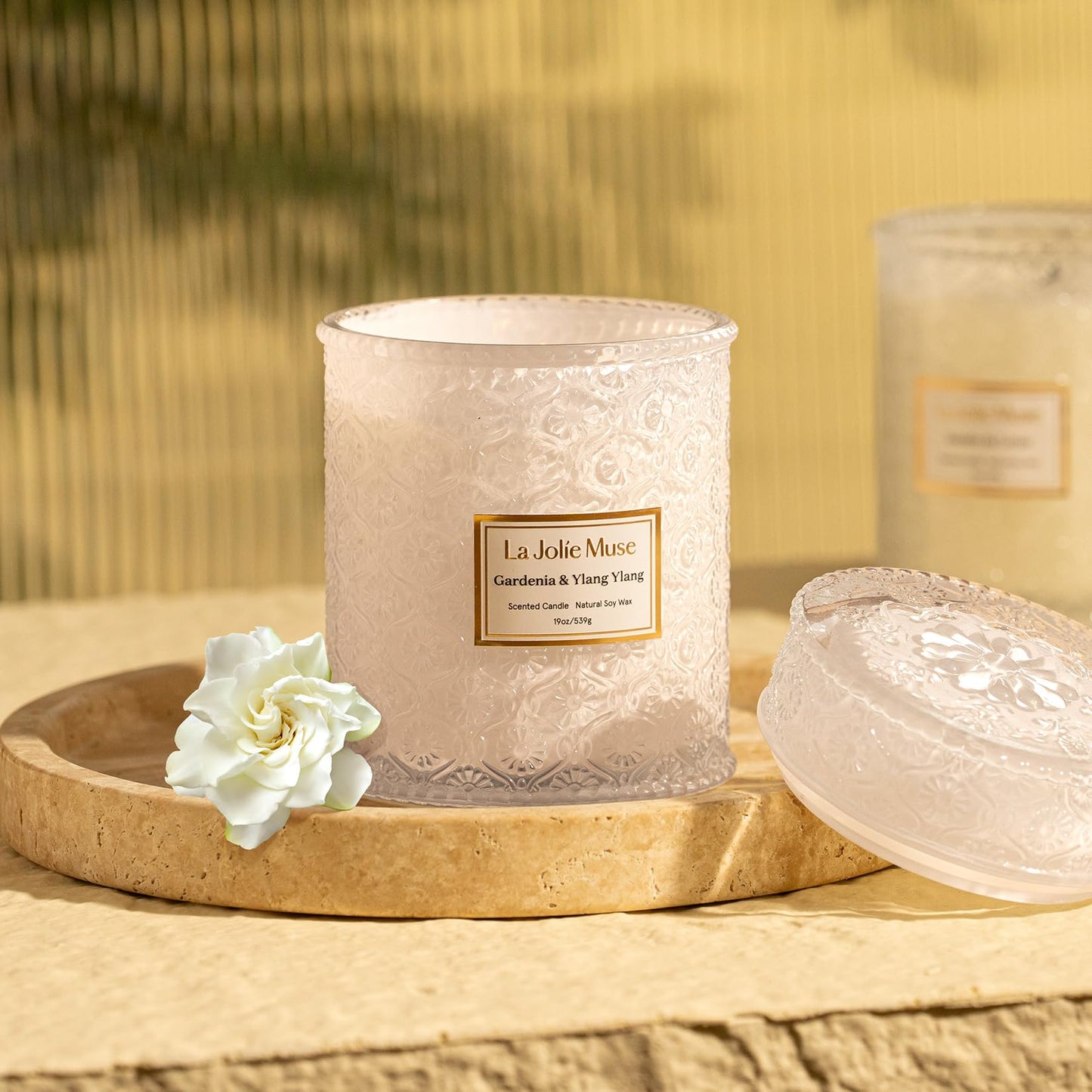 LA JOLIE MUSE Gardenia & Ylang Ylang Scented Candles for Home,19 oz Soy
