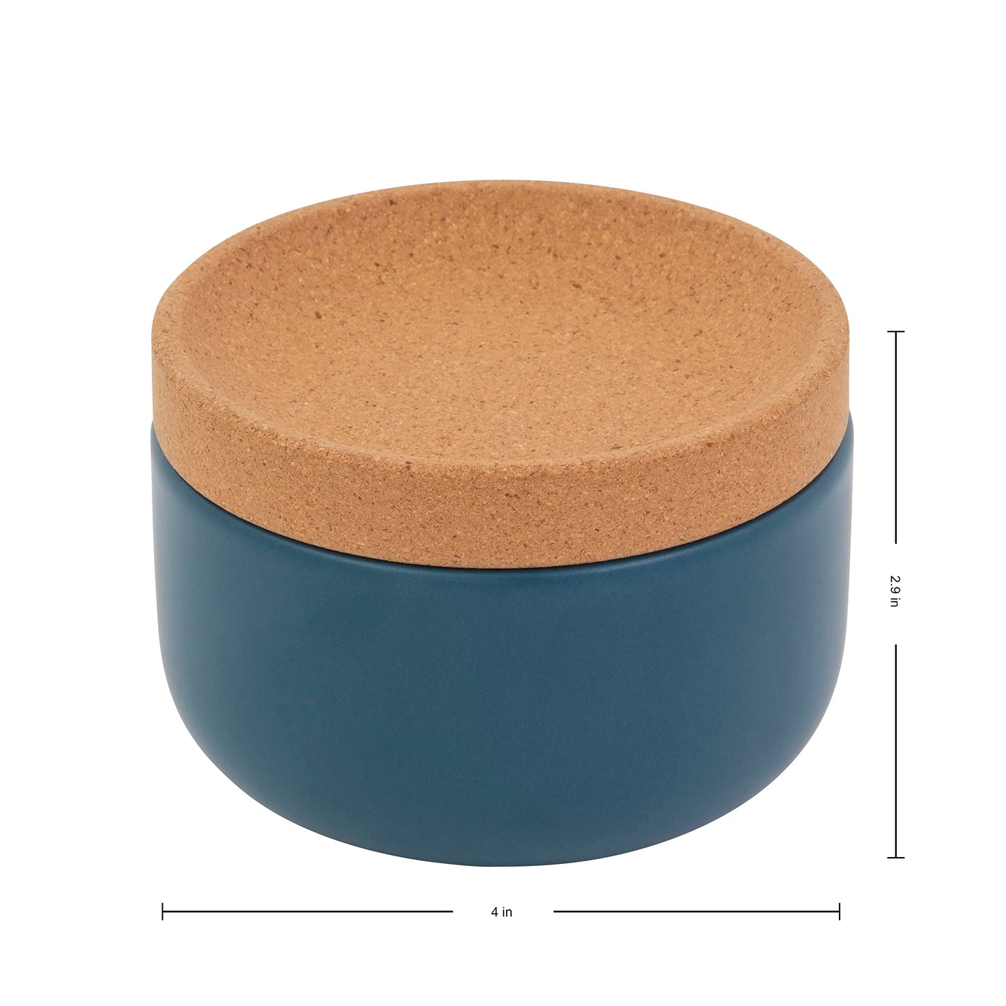 Kamenstein Ceramic and Cork Salt Pig with Easy Lift Lid for Easy Access,Teal
