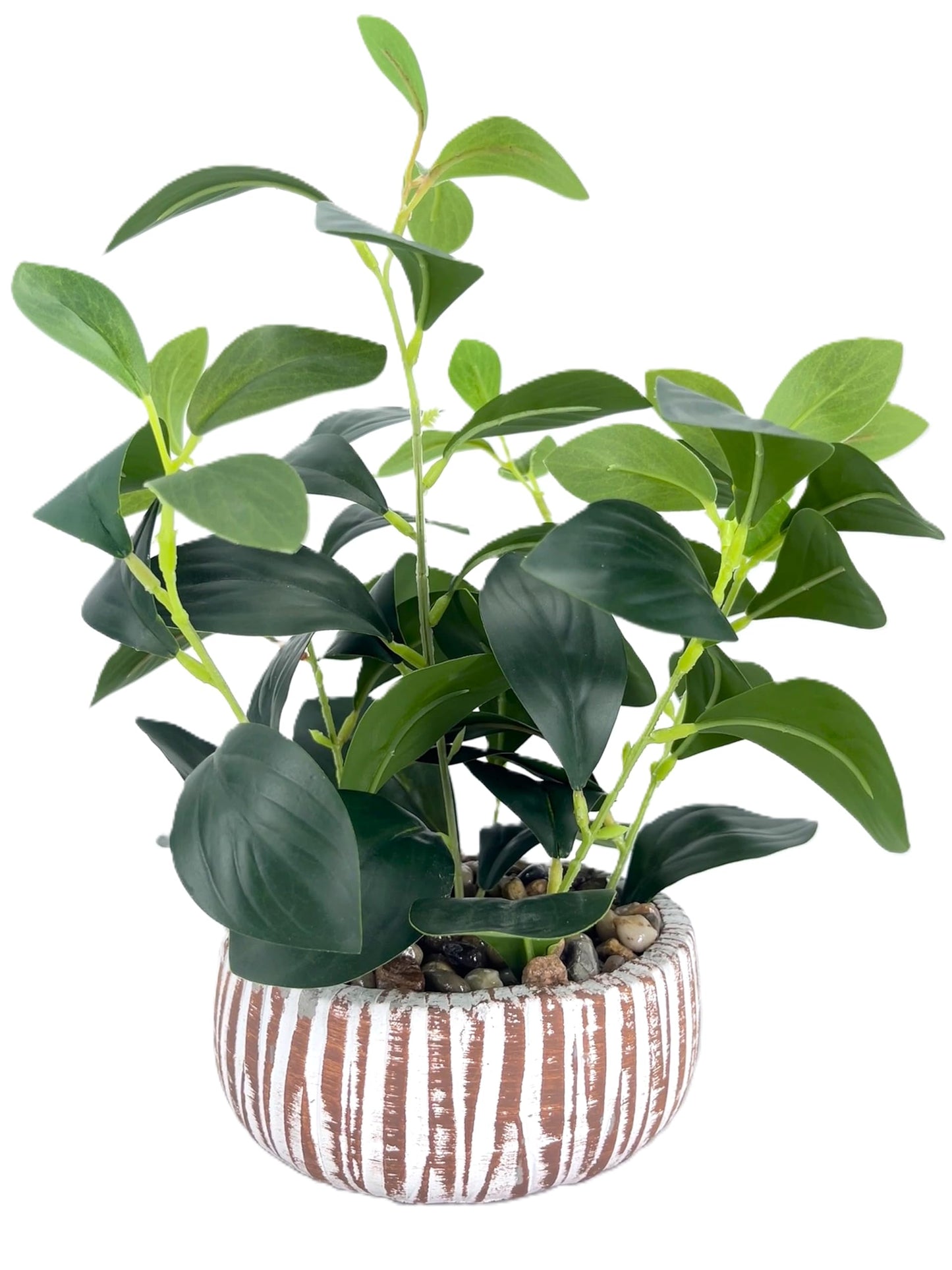 FLRLIVING Artificial Potted Plants Life-Like Fake Plant with Farmhouse-Style Cement Planter Feturing Light Wood Tone for Room Bathroom Bedroom Kitchen Office Dese Coffee Table Décor (12.8inch)