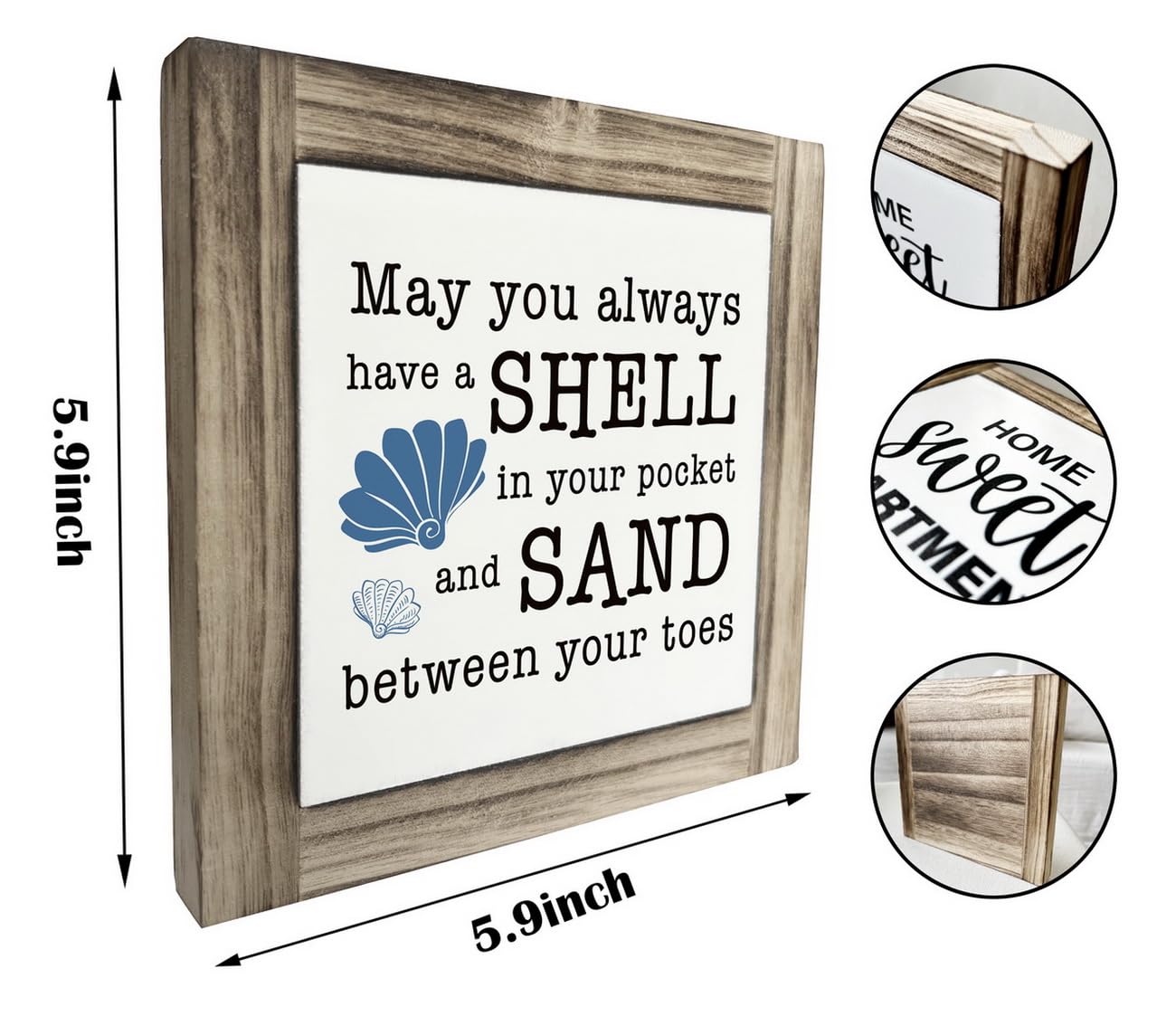 Beach Wood Plaque Sign, May You always Have a Shell in Your Pocket and Sand between Your Toes, Box Wood Plaques Desk Décor, Positive Home Decor, Decor for Beach House, Ocean Theme Decoration for Shelf